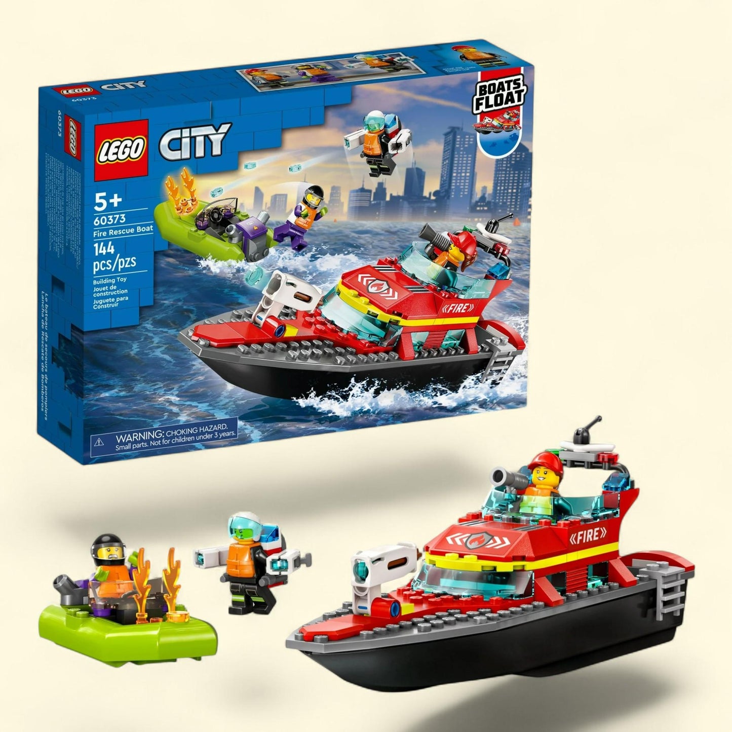 LEGO City Fire Rescue Boat 60373, Toy Boat
