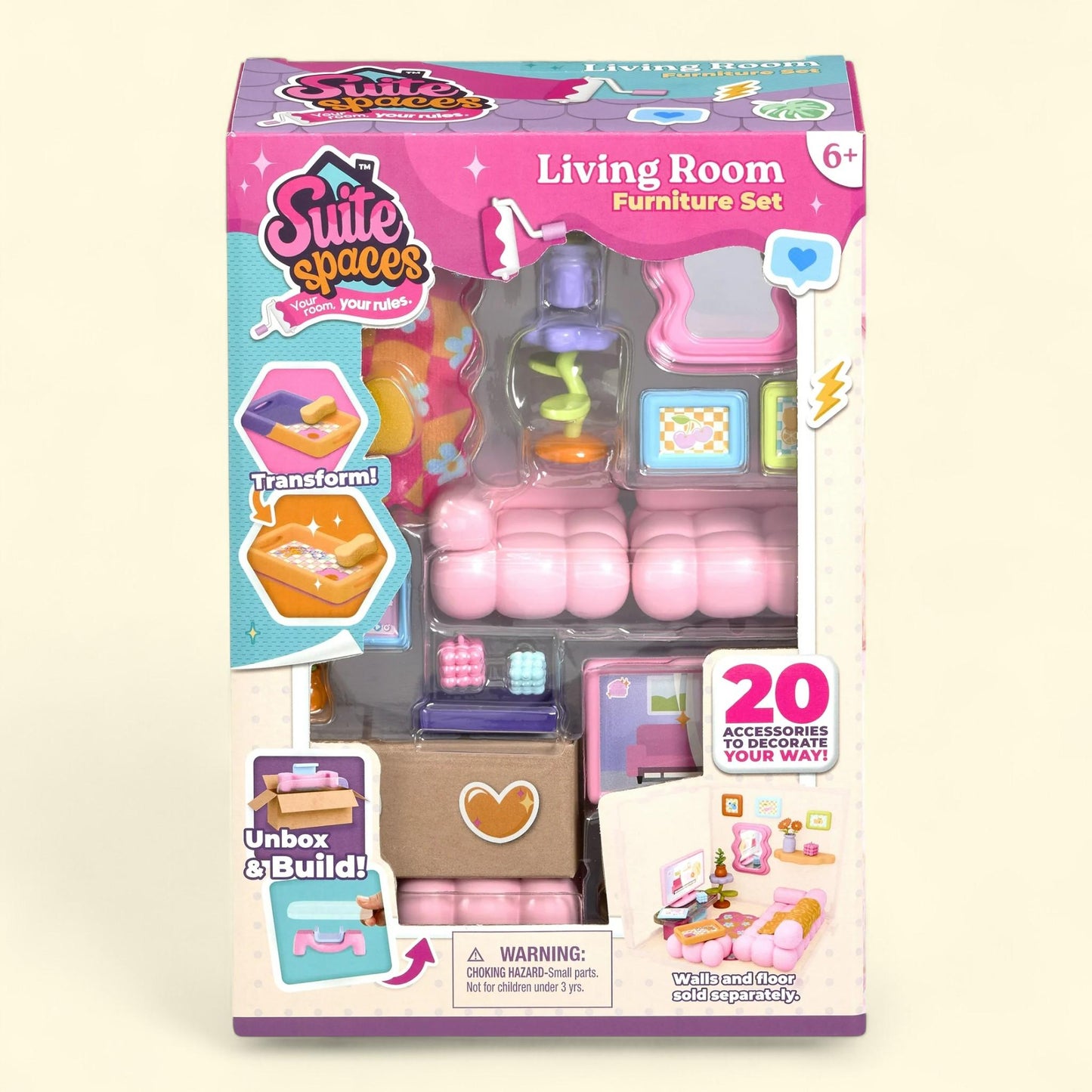 Suite Spaces Living Room Pack, Build the Dollhouse of Your Dreams, 6.50 in