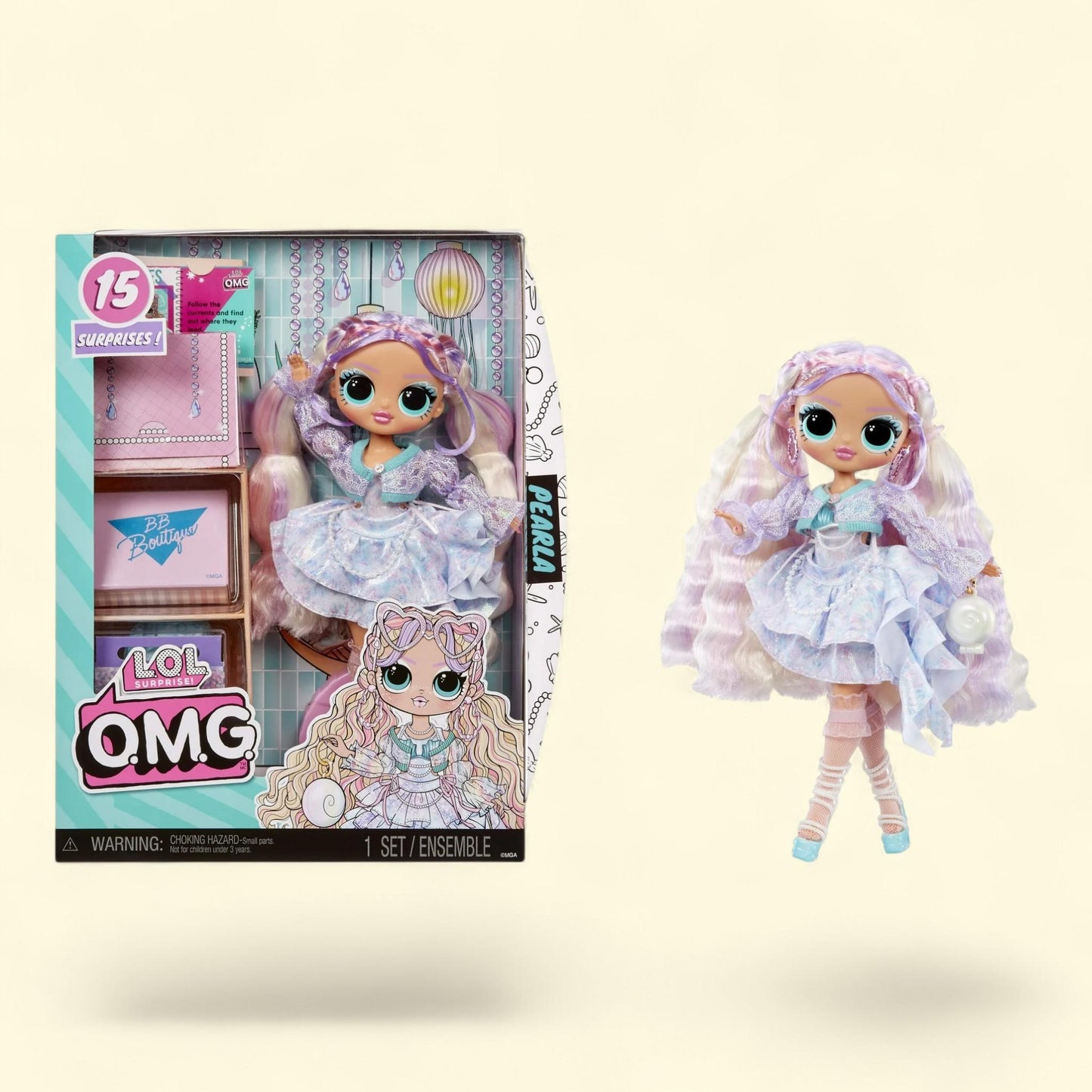 LOL Surprise Pearla Fashion Doll, 15 Surprises, Mermaid Themed, Ages 4+