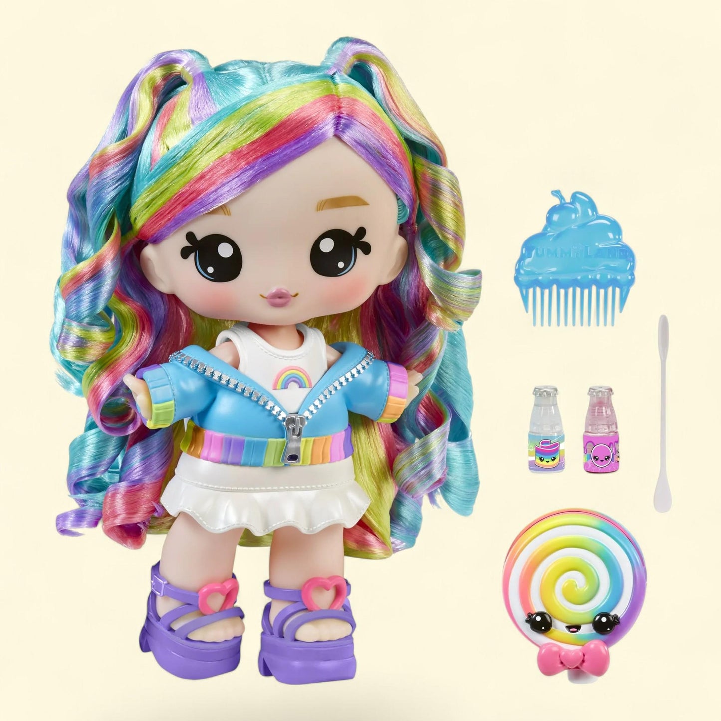 Yummiland Lip Gloss Doll - Skyler Rainbow Belt, Ages 4+