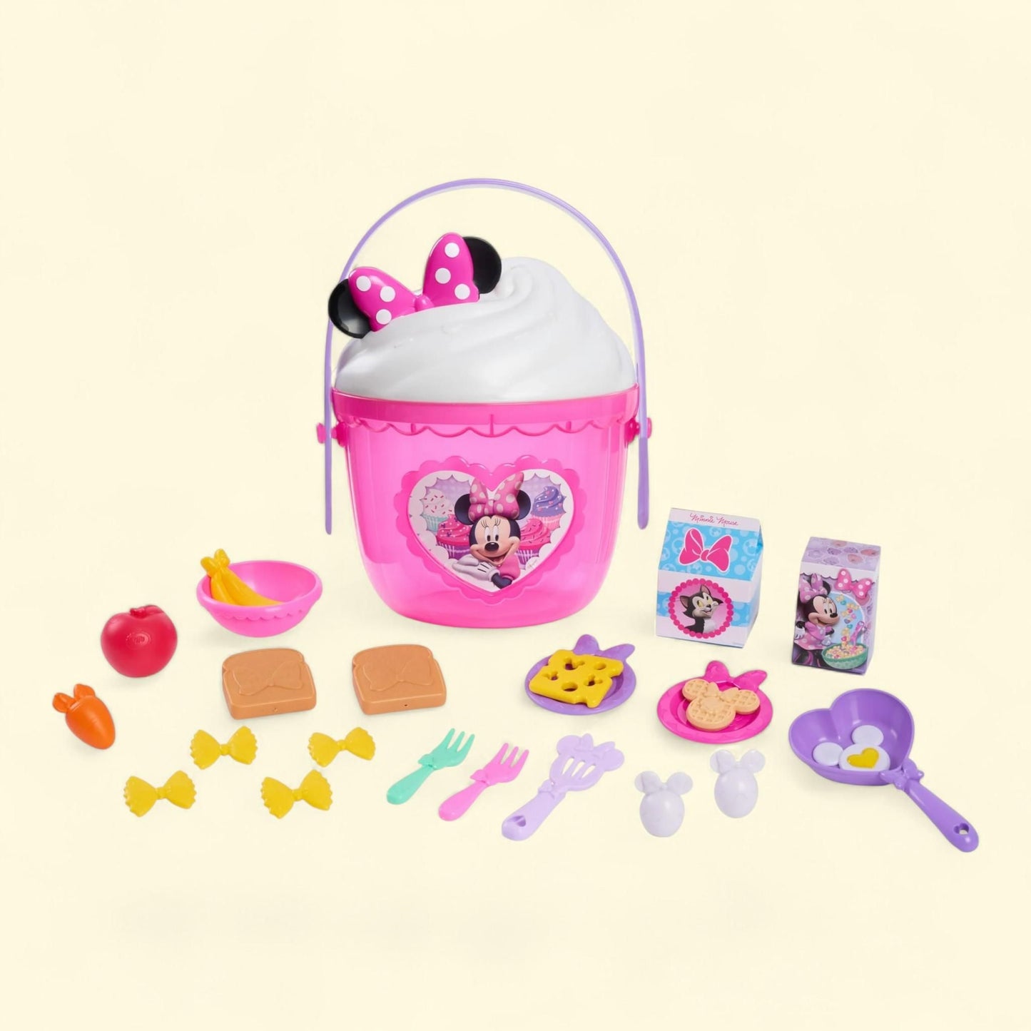 Disney Junior Minnie Mouse Fab Food Bucket, 25-Pieces, Pretend Kitchen Playset