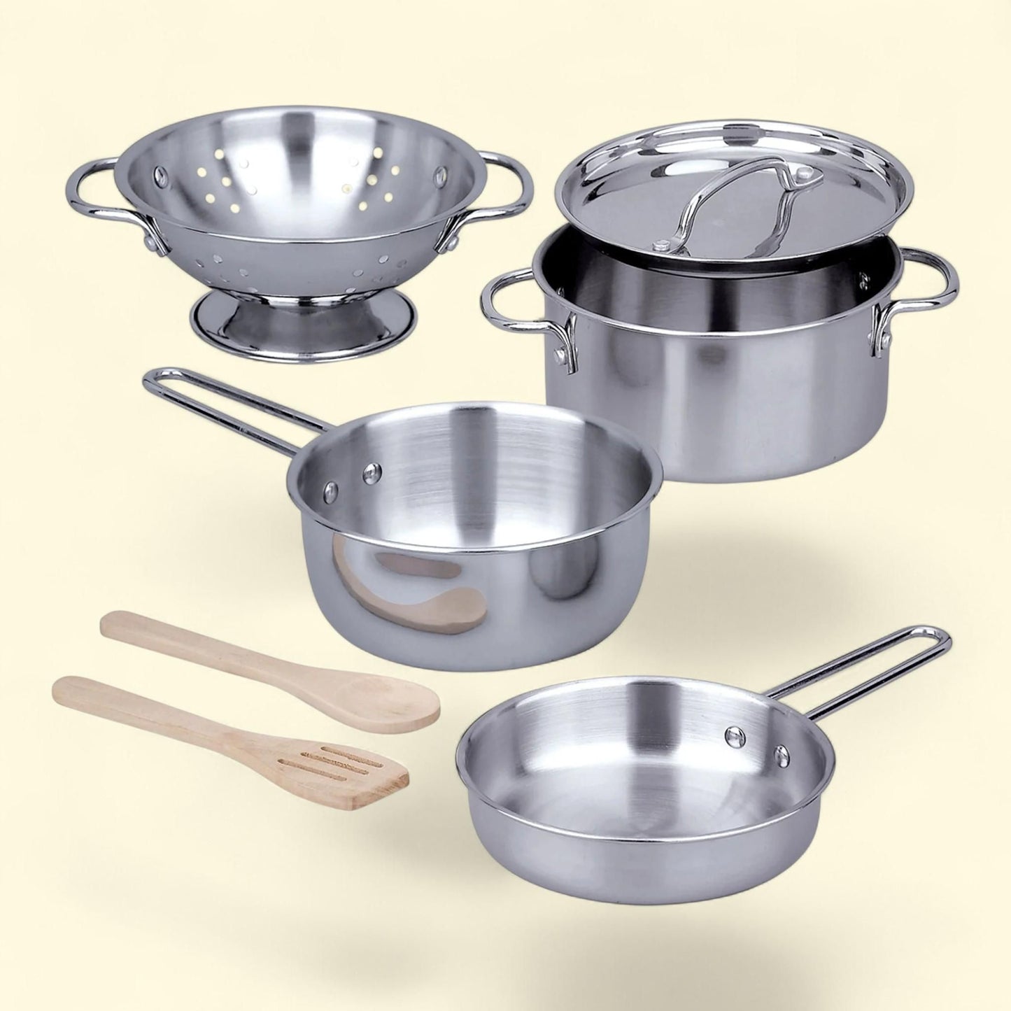 Melissa & Doug Stainless Steel Pots and Pans Kitchen Set, 8 Pcs