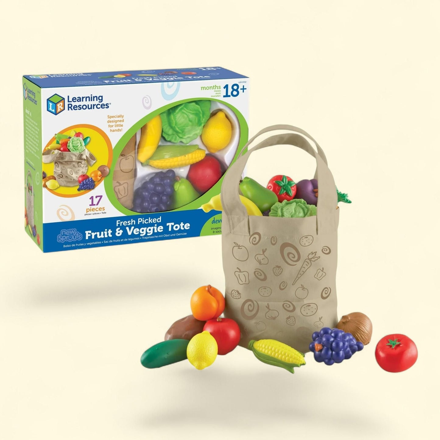 Learning Resources Sprouts Fresh Picked Fruit & Veggie - 17 Pieces, Ages 2+