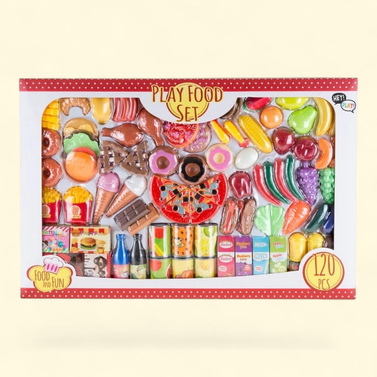 Hey! Play! Toy Food Set, 120-Piece — authentic US product shipped worldwide by Treatspree