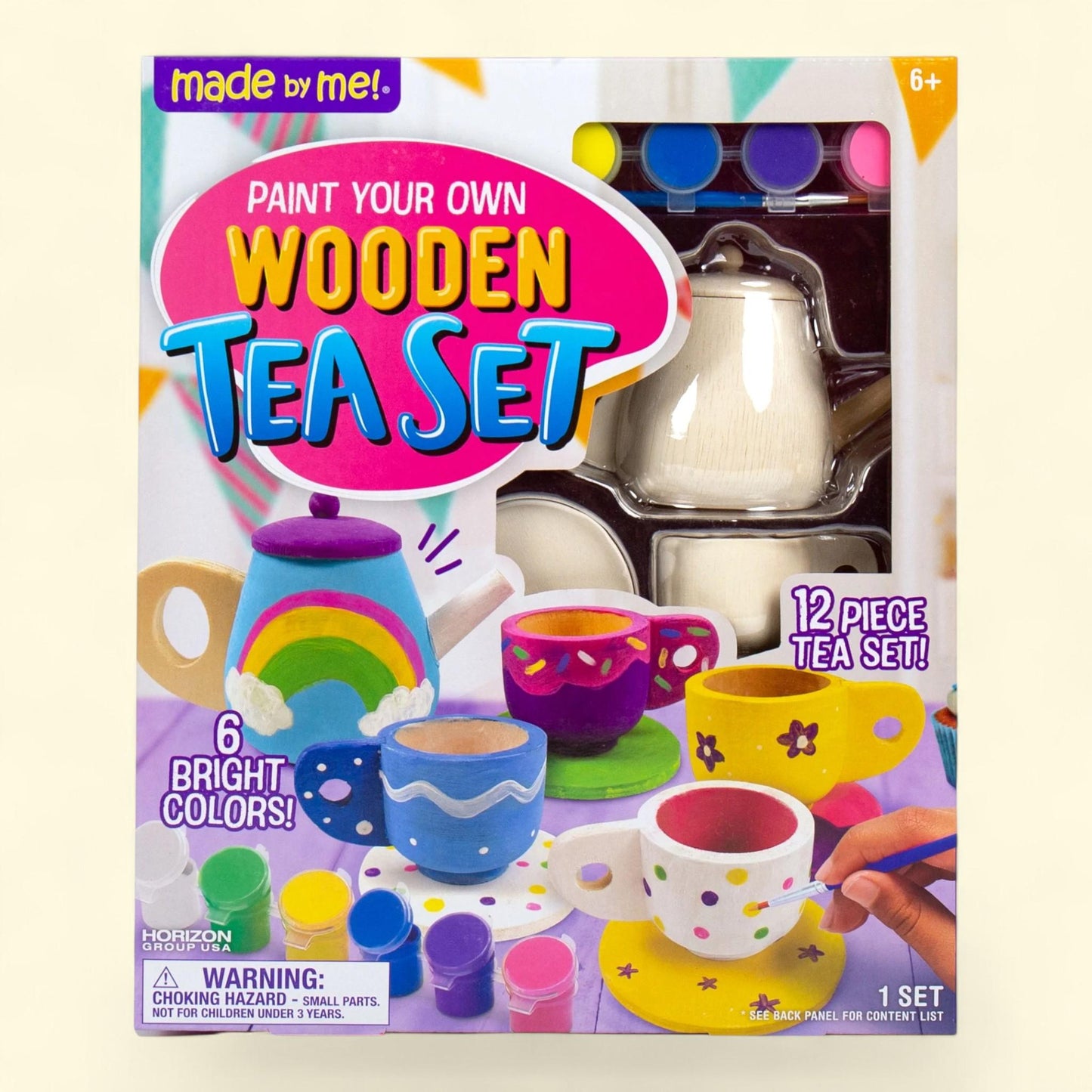 Made by Me Paint Your Own Wooden Tea Set, 19 Pieces, Child, Ages 6+