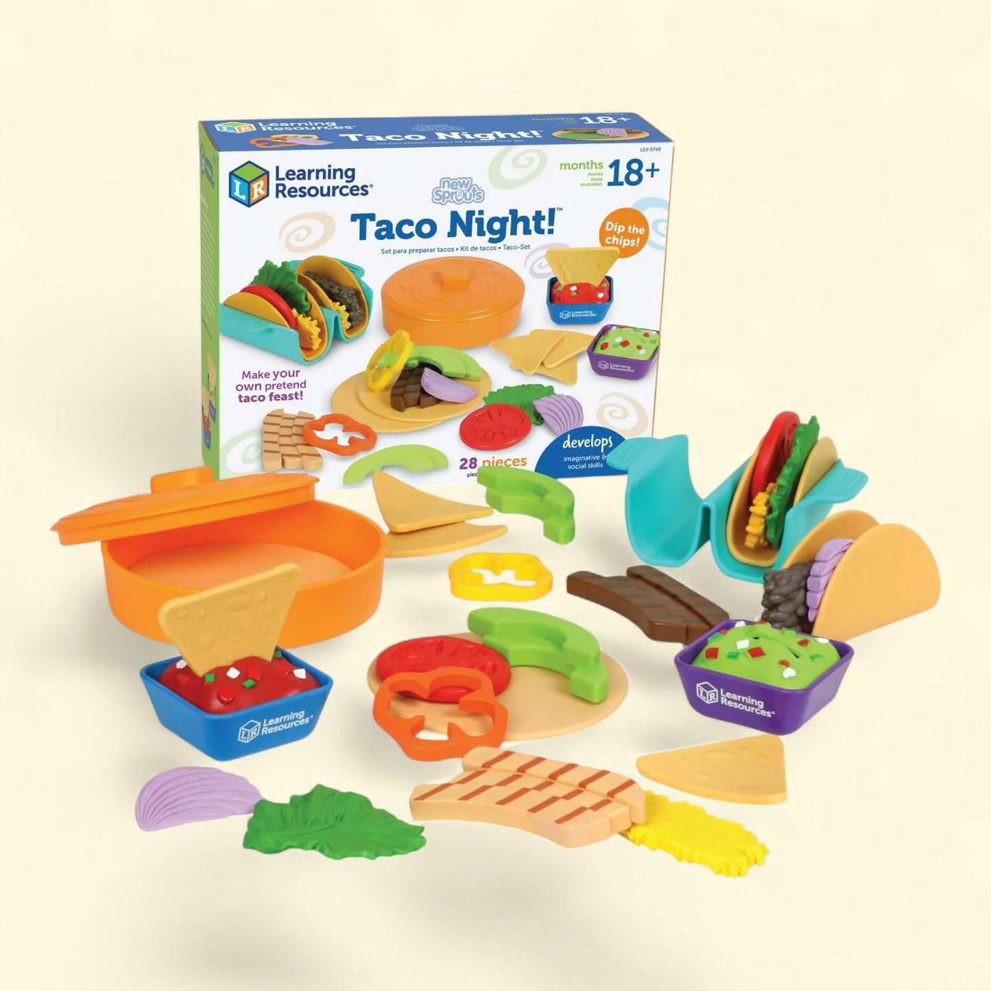 Learning Resources Sprouts Taco Night, Play Food Set, Ages 18+ mos, 24 pieces