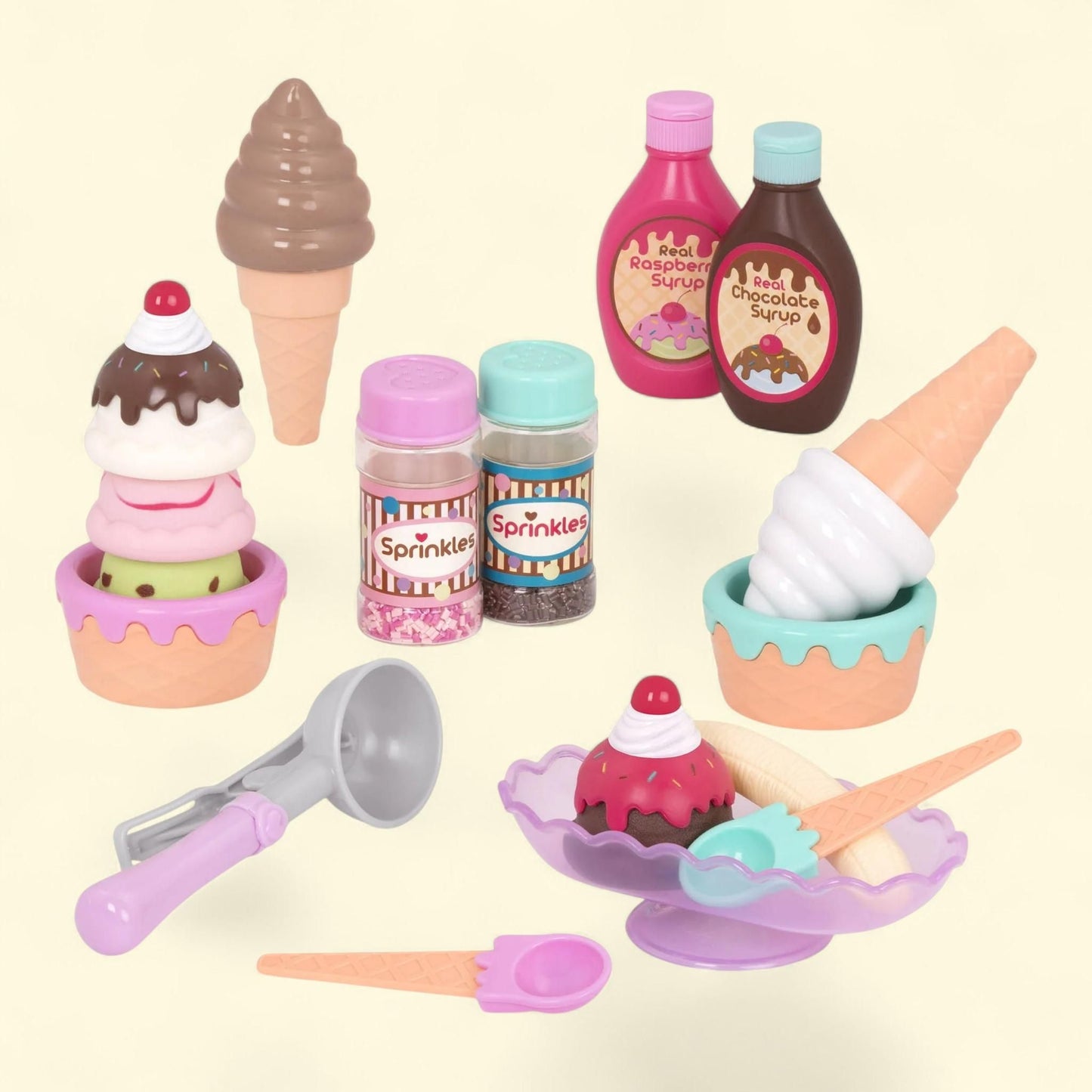 Battat Sweet Treats Ice Cream Parlour, 21 Multicolor Pieces, Toddler and Preschool Toys