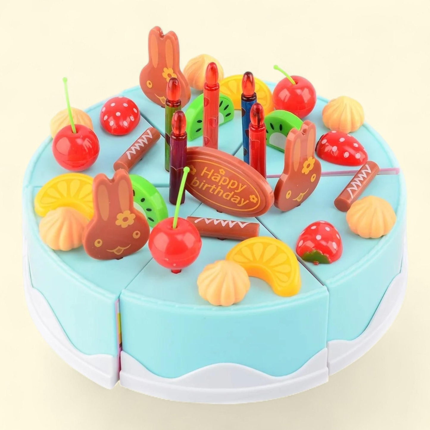 Brand: Birthday Cake Pretend Play Food Toy Set, 75pcs - Blue.