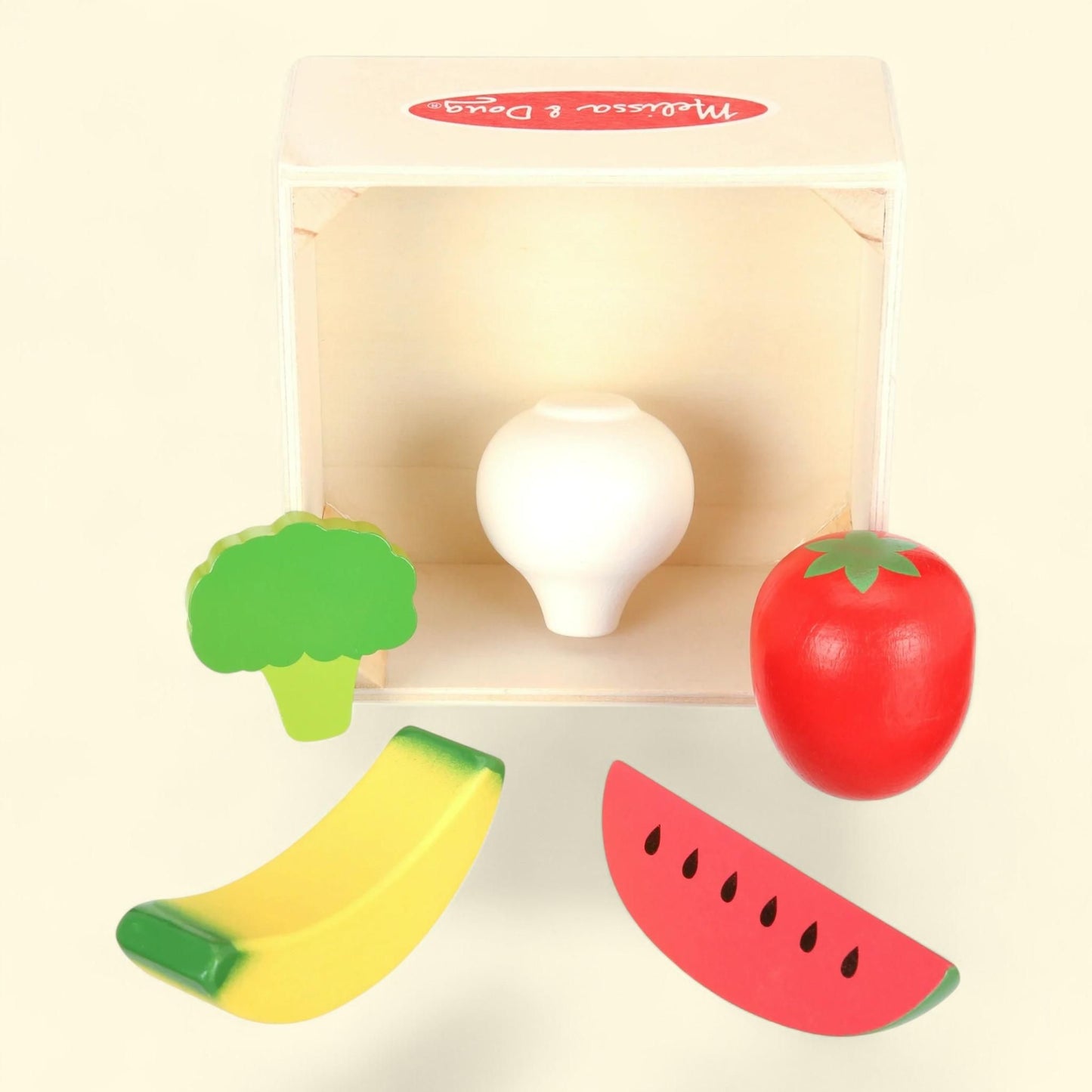 Melissa & Doug Food Groups Wooden Play Food Set, Produce - FSC Certified, Crate