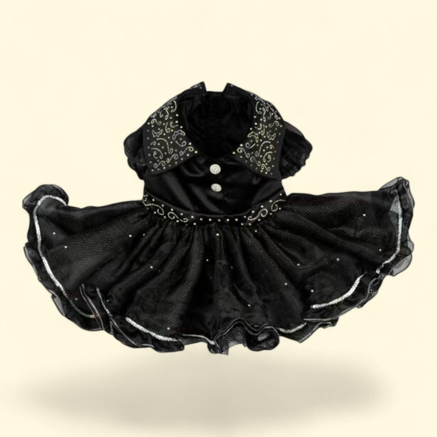 Doggy Parton, Shimmering Evening Pet Dress, Black, XS