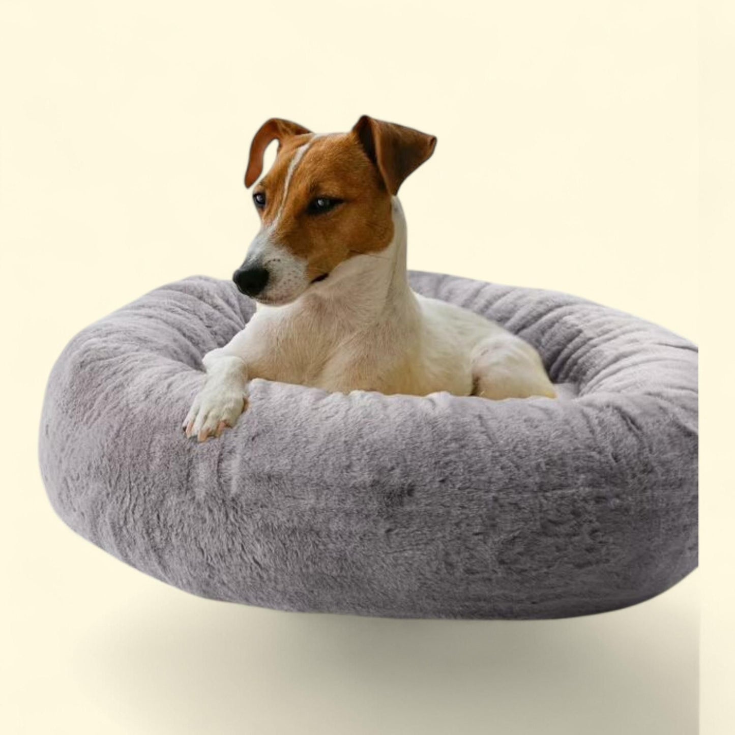 PETMAKER Dog Bed, Calming, Anti-Anxiety, Self Warming Washable Donut, Small Pets (Gray)