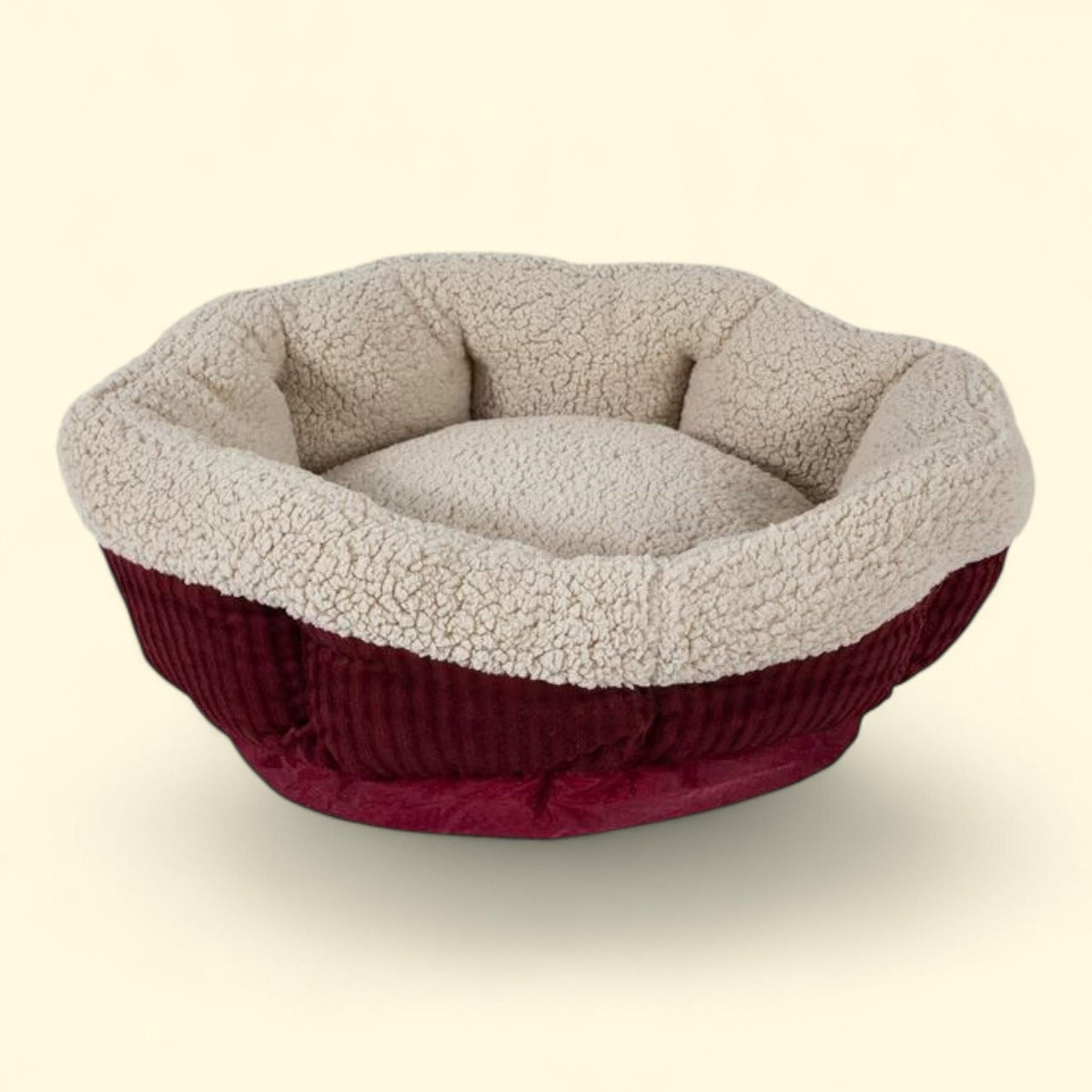 Lit ovale chauffant pour animaux de compagnie Aspen Pet, 49,5 x 49,5 x 17,8 cm, rouge