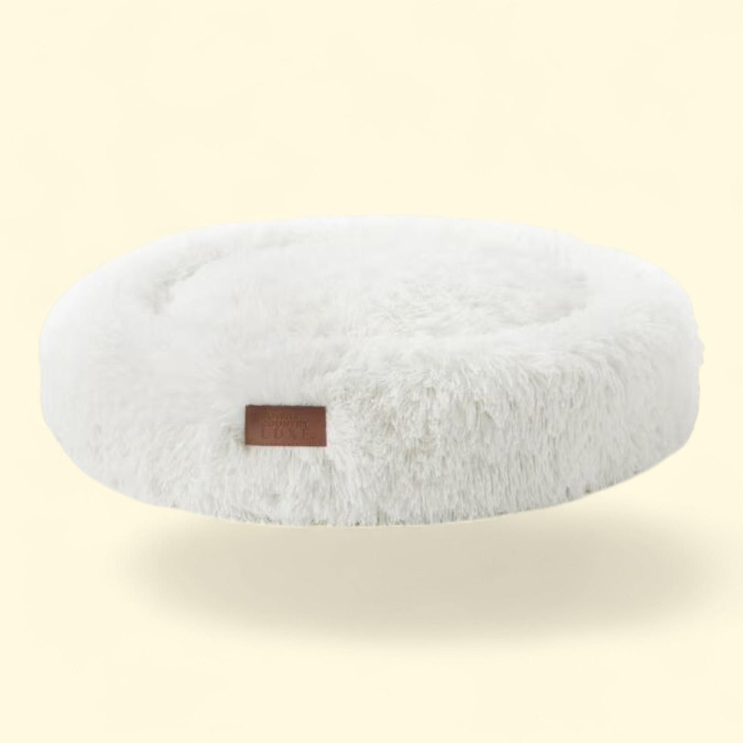 TOWN & COUNTRY LUXE CuddleTown Fuzzy Solid Donut Pet Bed, Cream, XS 19"x19"x7"