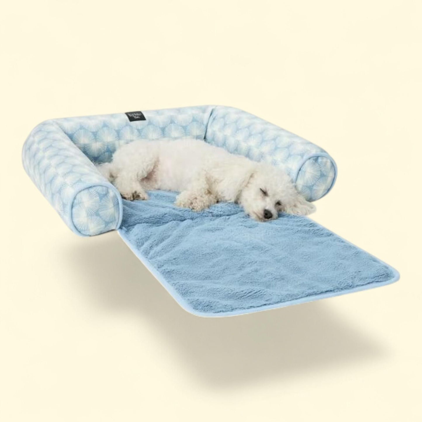 Nicole Miller New York Pet Kendall Fluted Geo Cozy Couch Protector Pet Bed, Large 40"x23"x4" Blue