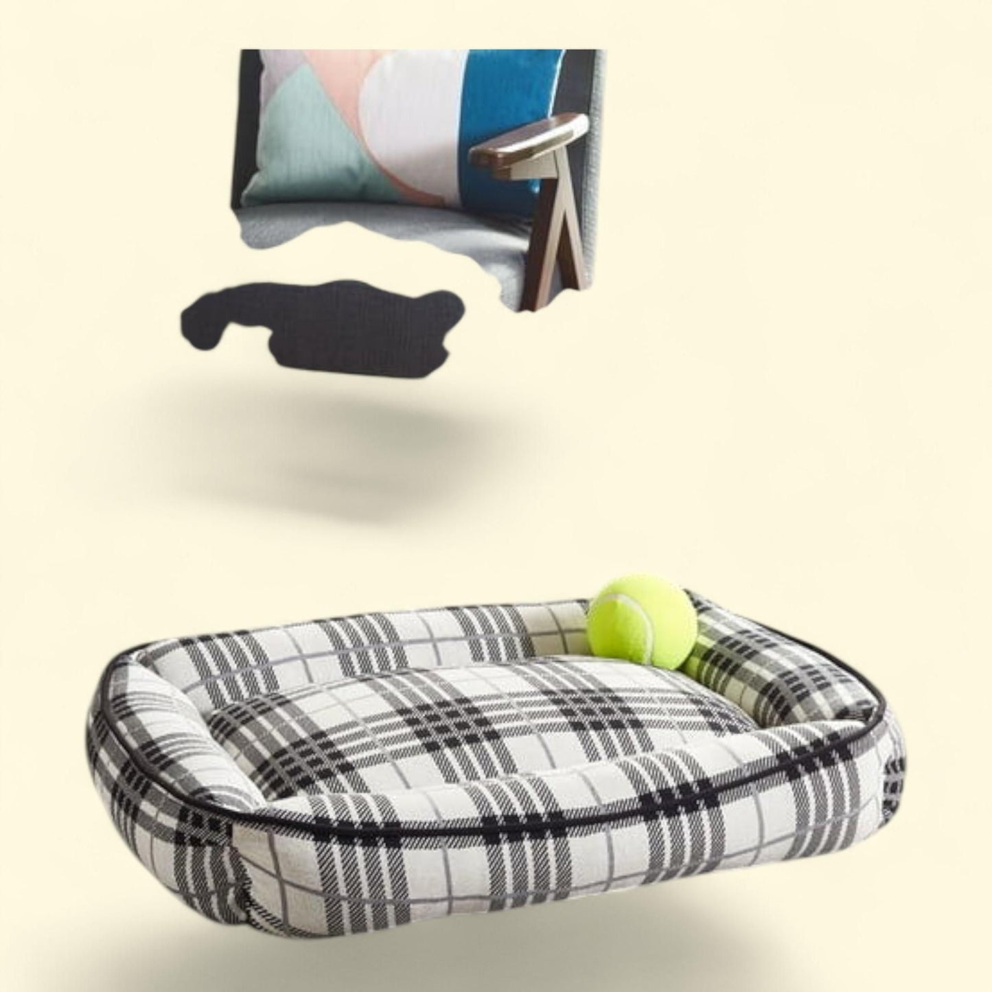 SAFAVIEH Adair Small Pillow Dog Bed, Ivory/Black