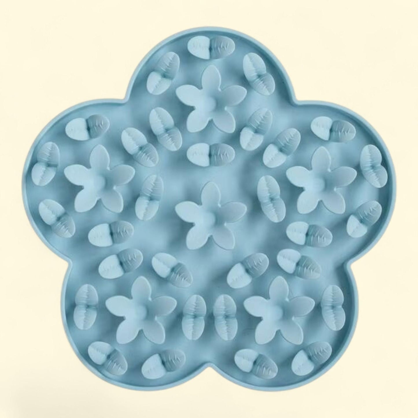 Dexypaws Enrichment Snuffle Mat, Sky Blue Flower, Food Grade Silicone, Spread Food & Treats, Pet Soothing, Suction Back, 9.80 x 9.80 x 1.06 inches