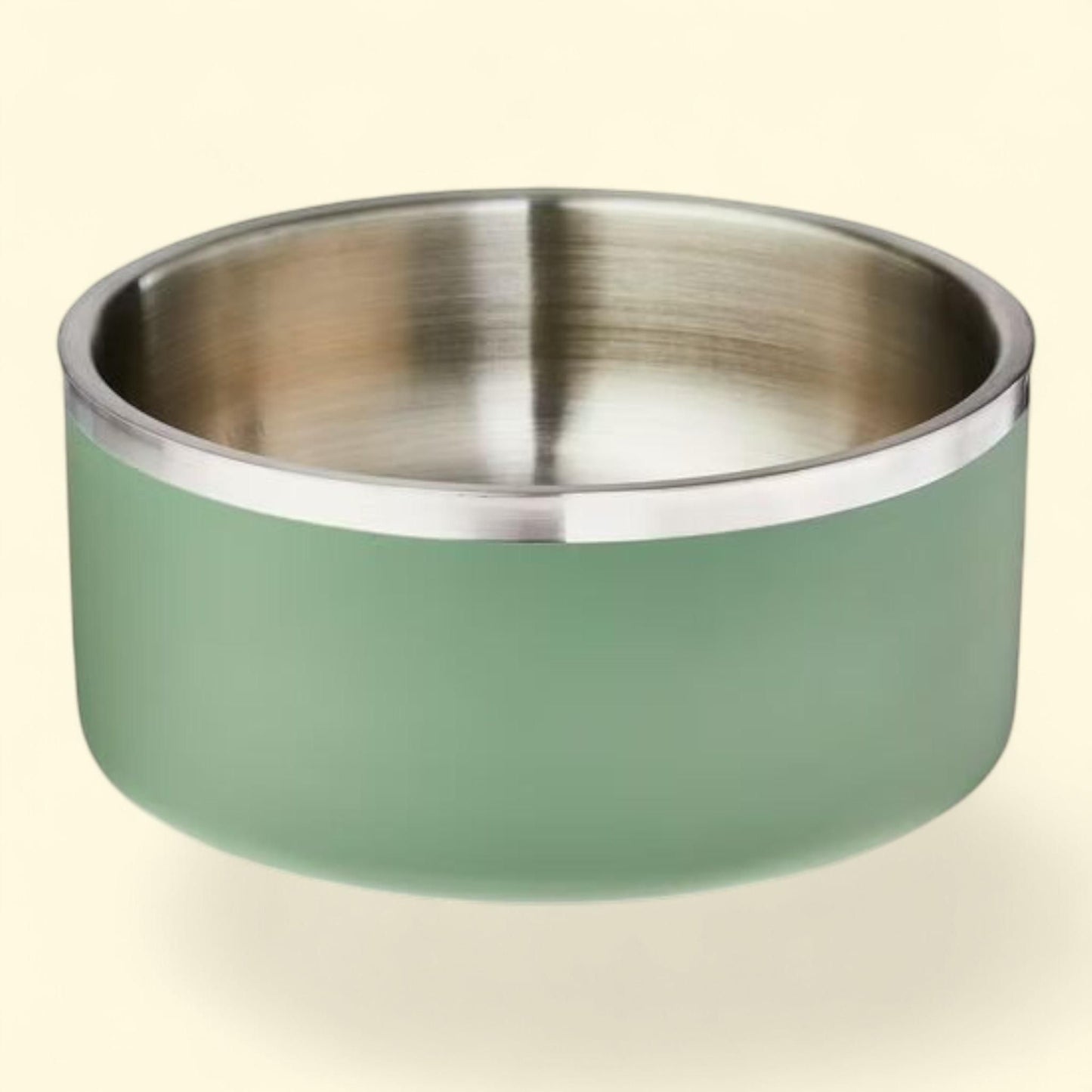 Vibrant Life Dog Bowl, Large Double Wall Stainless Steel, Sage Green, Non-Skid Rubber Ring, Size