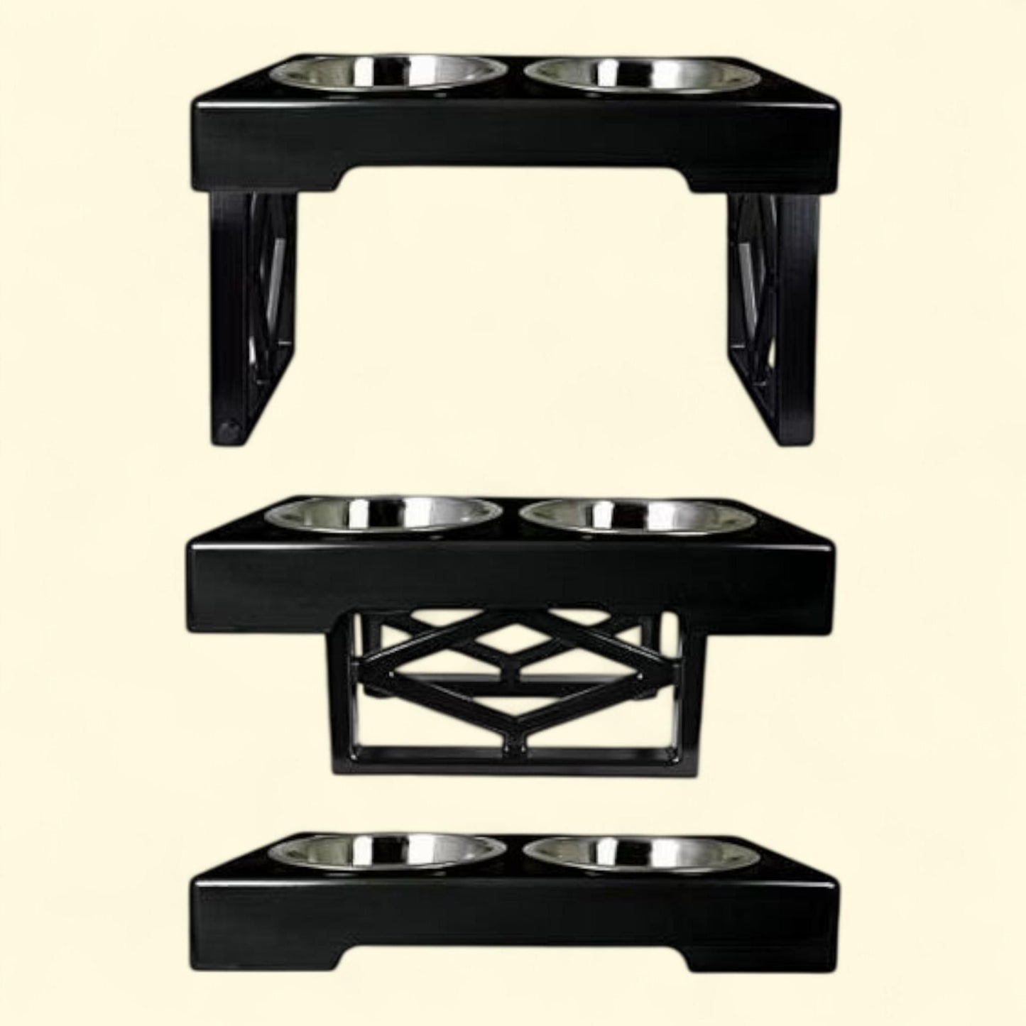 Pet Zone Designer Diner Adjustable Elevated Dog Bowls, 2 SS Bowls (7-Cup Capacity)