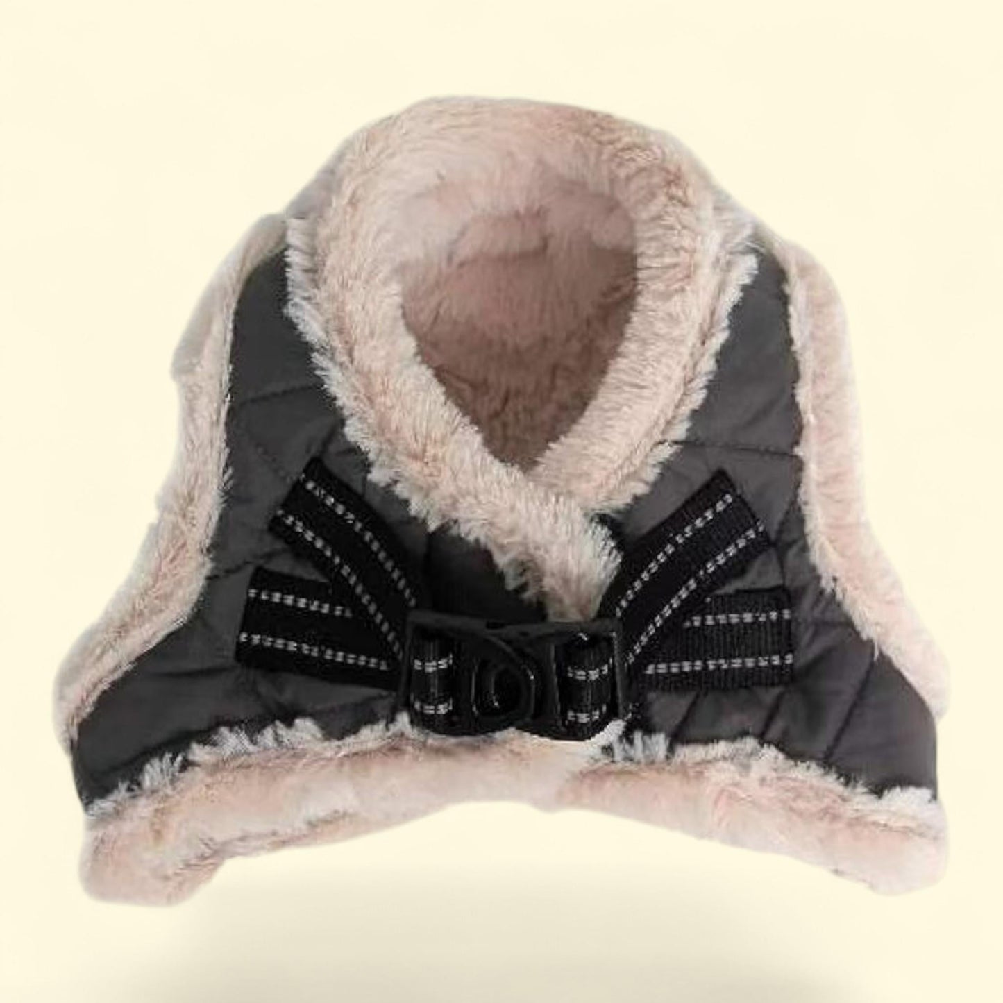 PETSWORLD Warm Harness with Fur, Winter Breathable Adjustable Harness, Grey, S