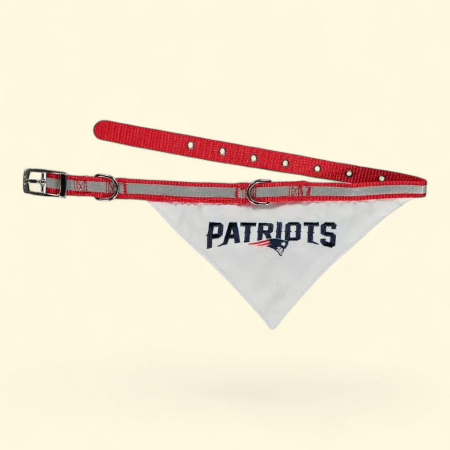 Pets First NFL New England Patriots Dog Bandana with Collar, Adjustable, Reflective, Licensed, Small