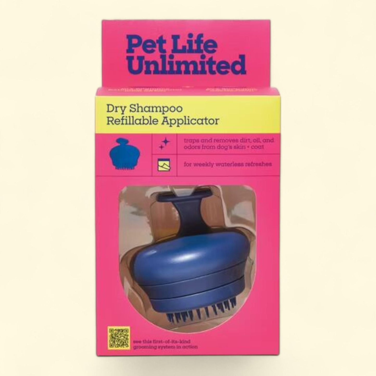 Pet Life Unlimited Waterless Powder All-in-One Applicator Dog Brush, Vanilla Ginger, 1pk