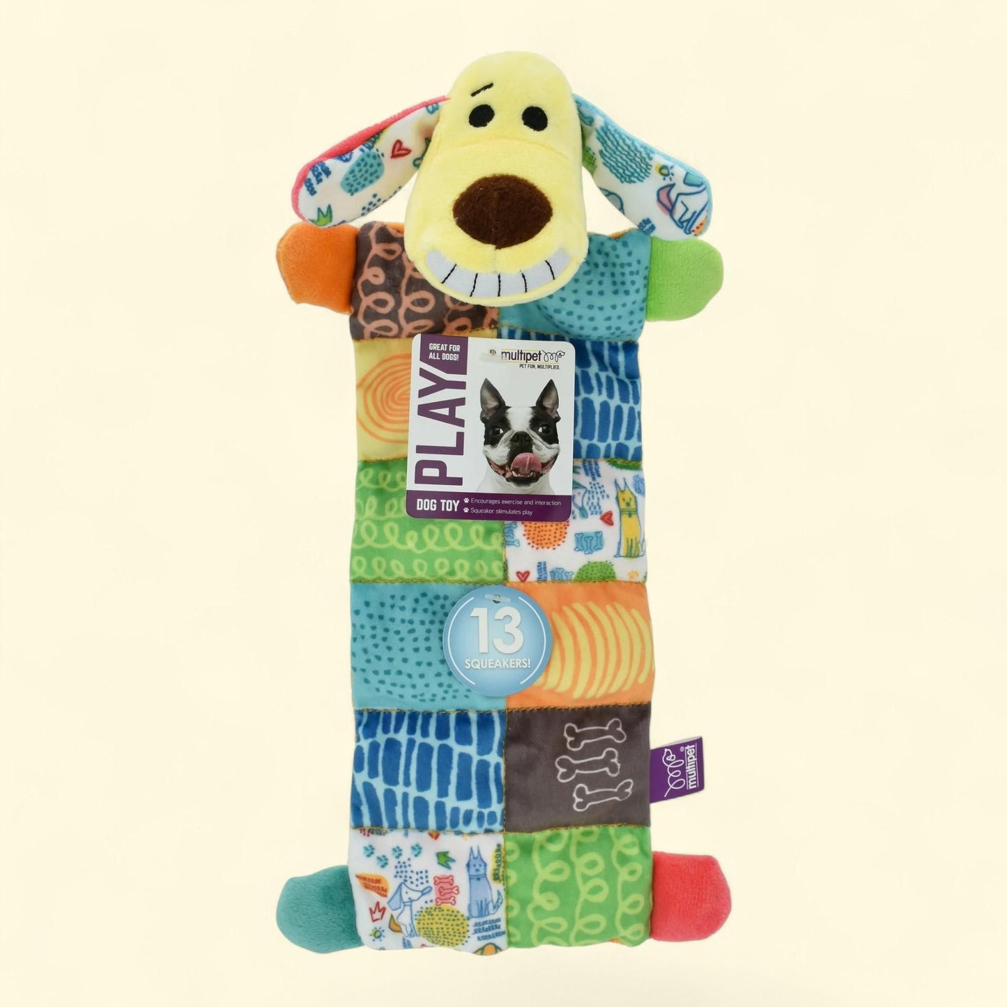 Multipet Smiling Loofa Mat Plush Dog Toy, 12 inches