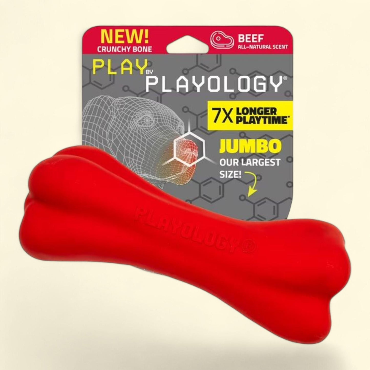 Play by Playology Crunchy Bone Dog Toy, Large