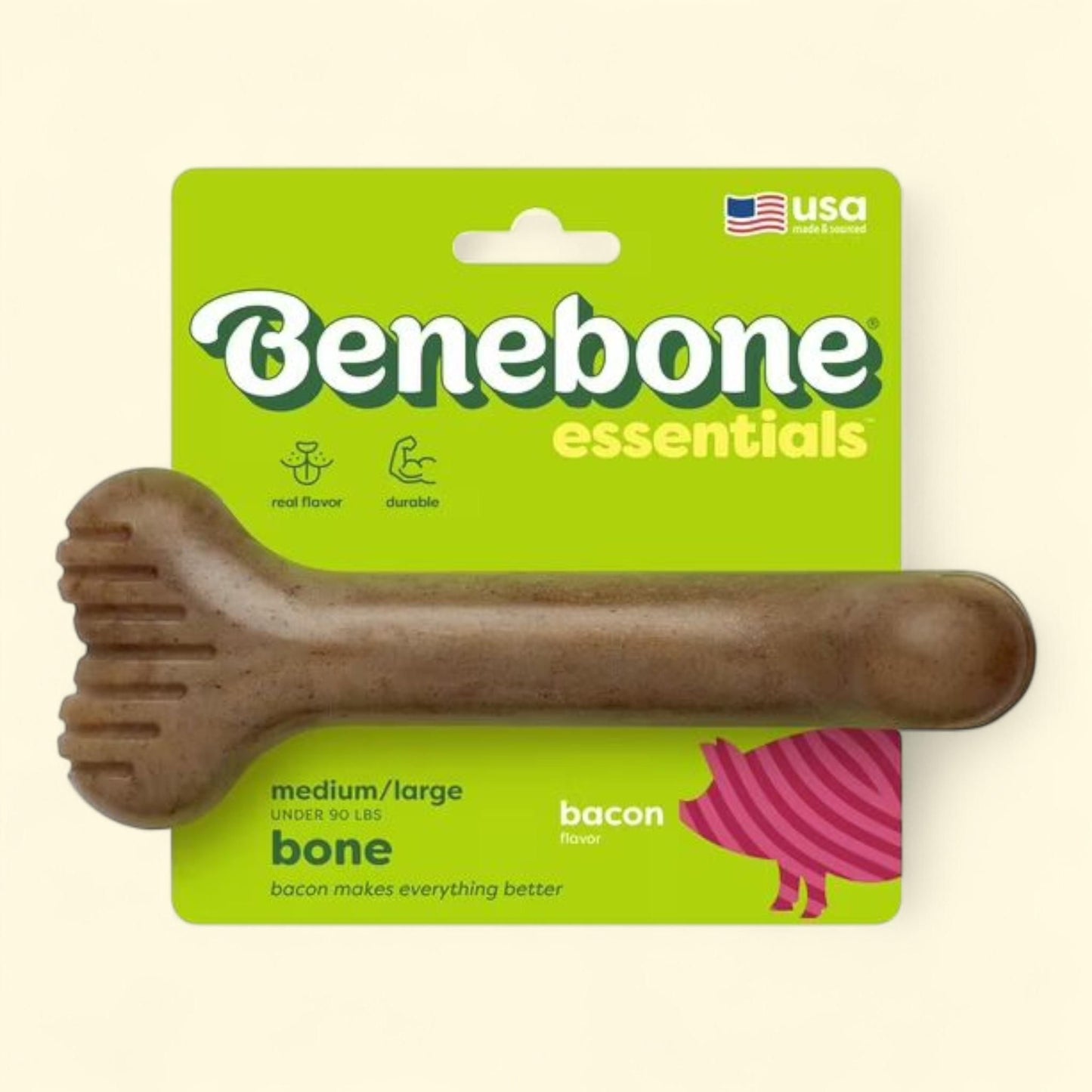 Benebone Essentials Bone, Bacon, M/L