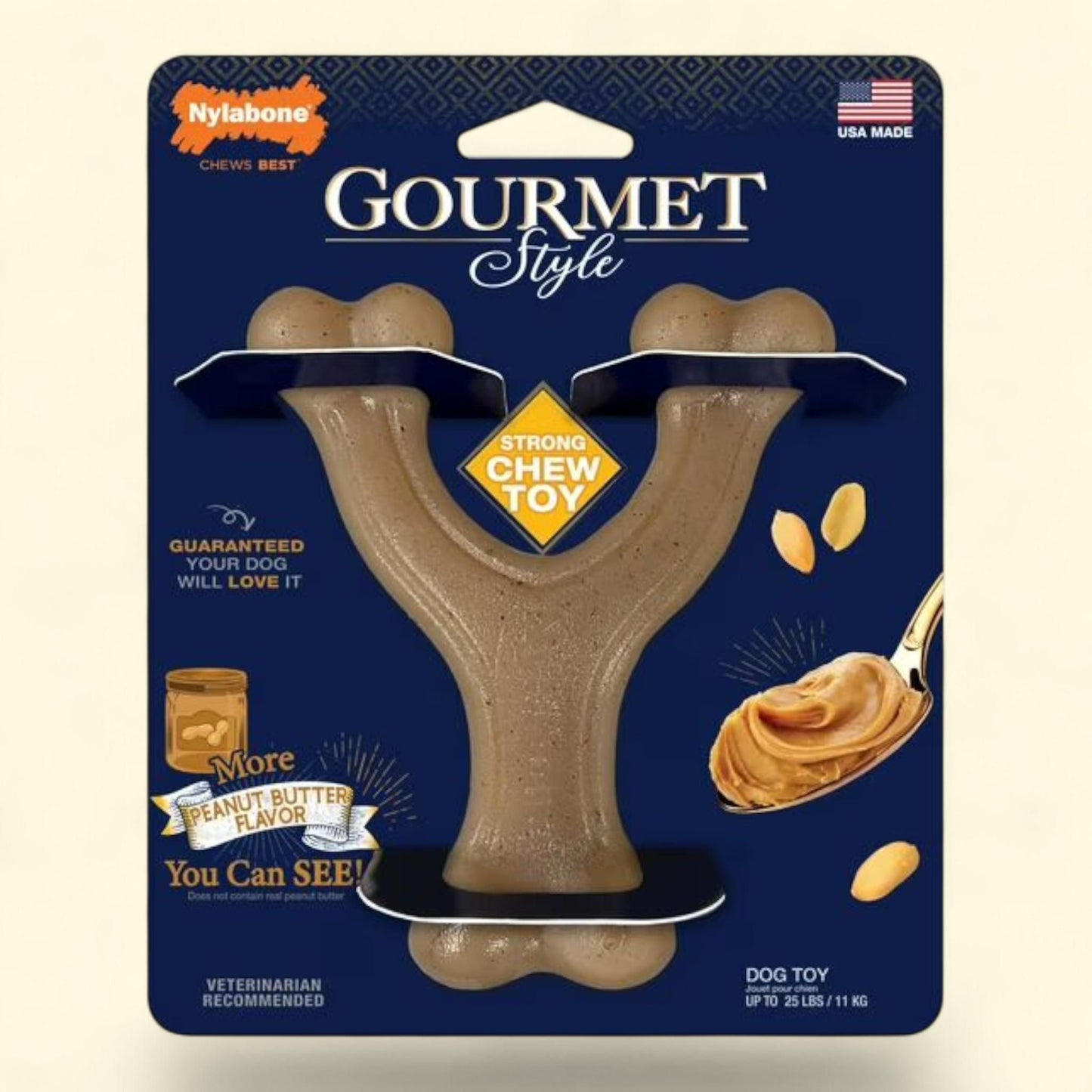 Nylabone Wishbone Dog Chew Toy, Peanut Butter Small/Regular - up to 25 lbs.