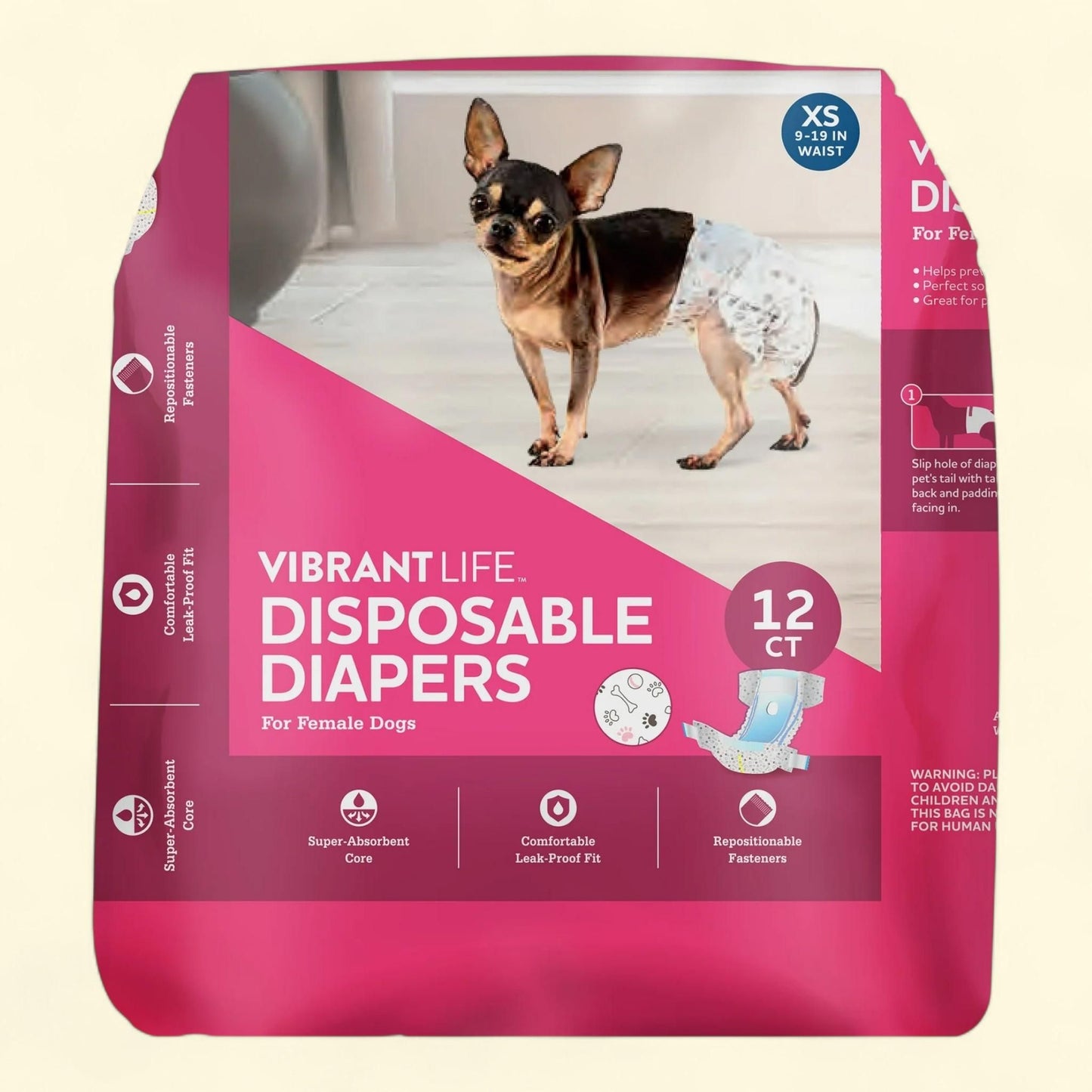 Couches pour chiens Vibrant Life, taille XS, paquet de 12