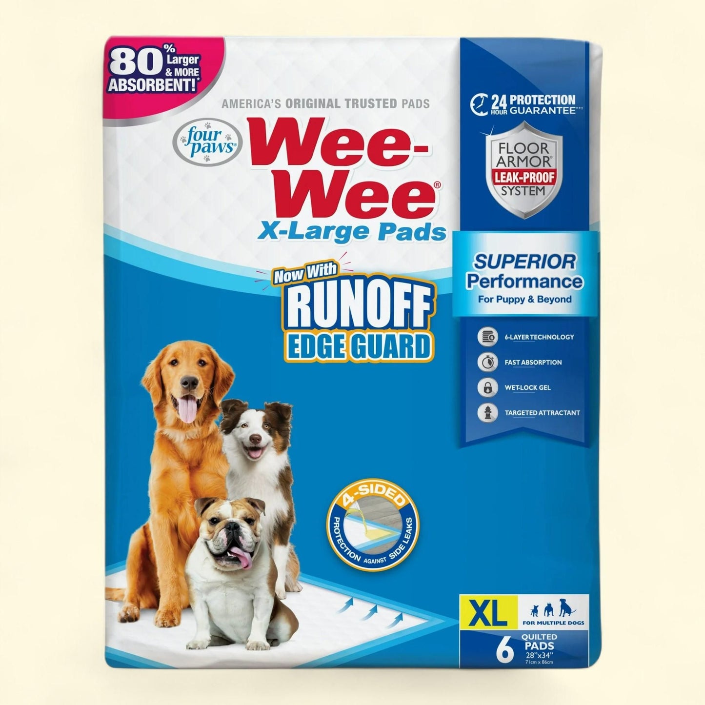 Four Paws Wee-Wee Superior Performance X-Large Dog Pee Pads 28" x 3... — authentic US product shipped worldwide by Treatspree