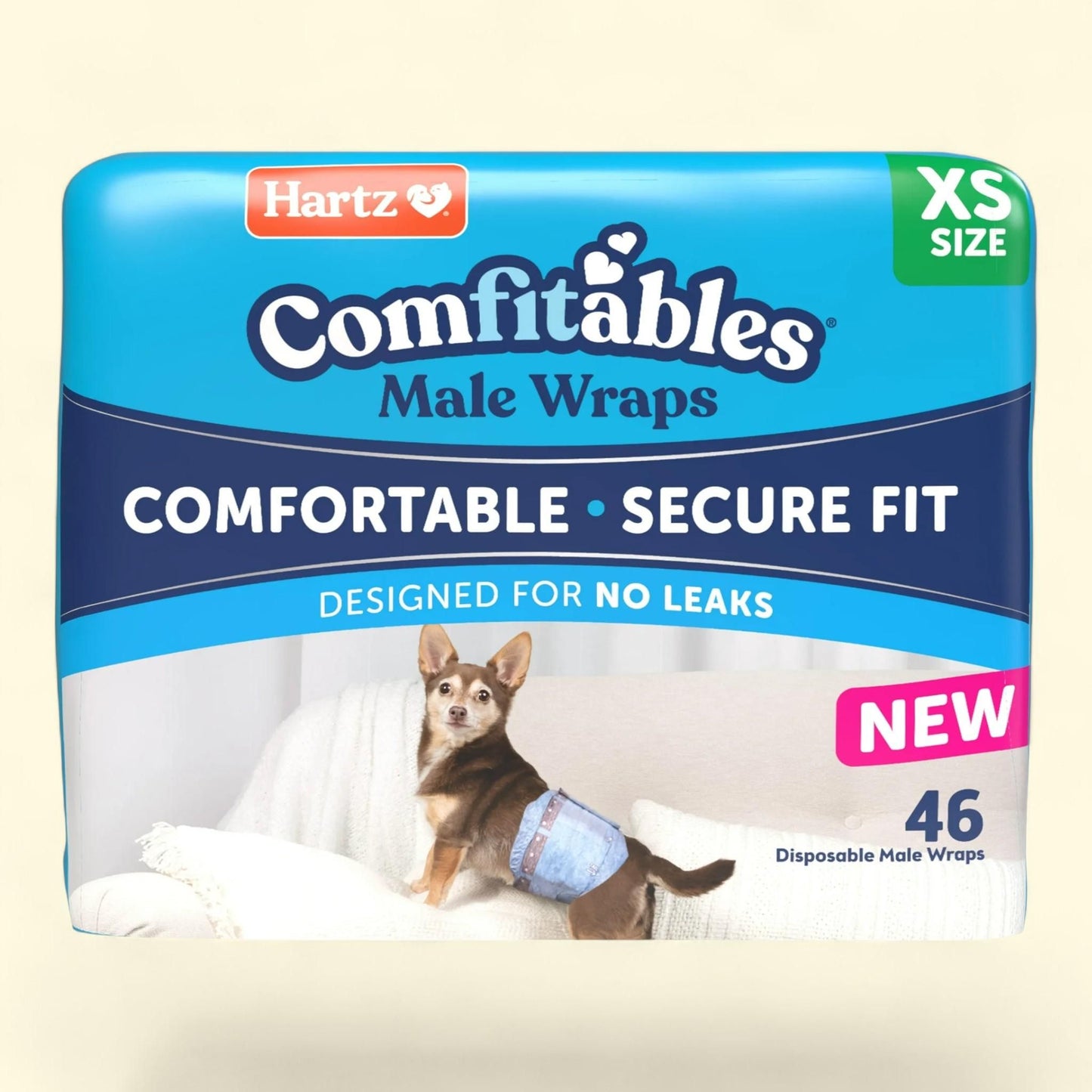 Hartz Comfitables Male Dog Wraps, XS 46 Count