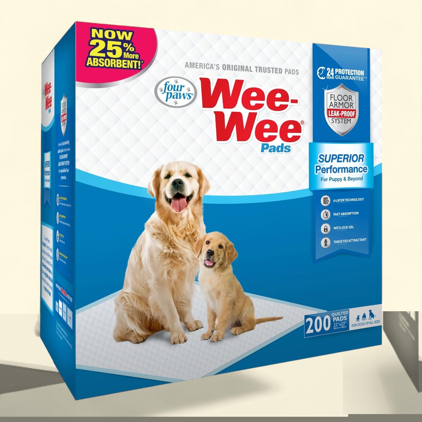 Tapis d'apprentissage de la propreté pour chiens Four Paws Wee-Wee, lot de 200