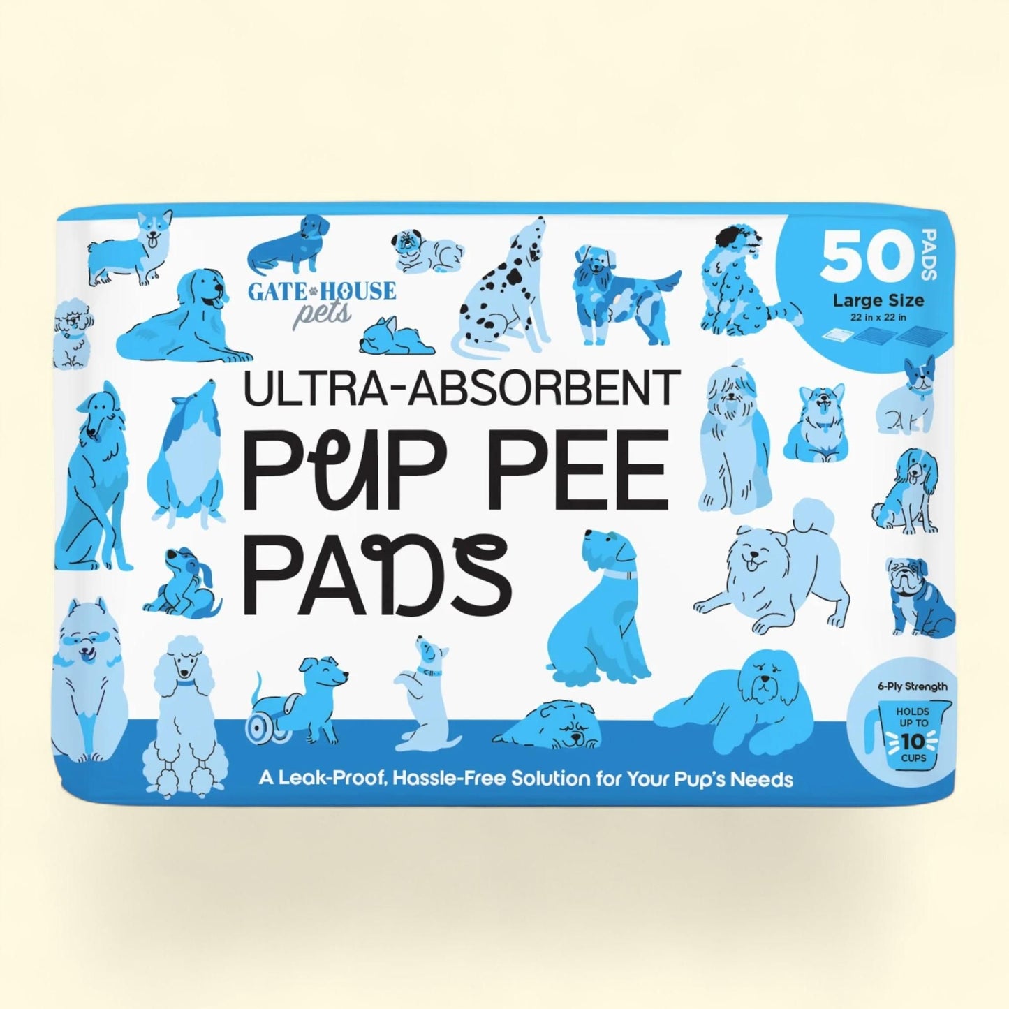 Gatehouse Ultra Absorbent Pup Pee Pads, 22"x 22", 50 Count