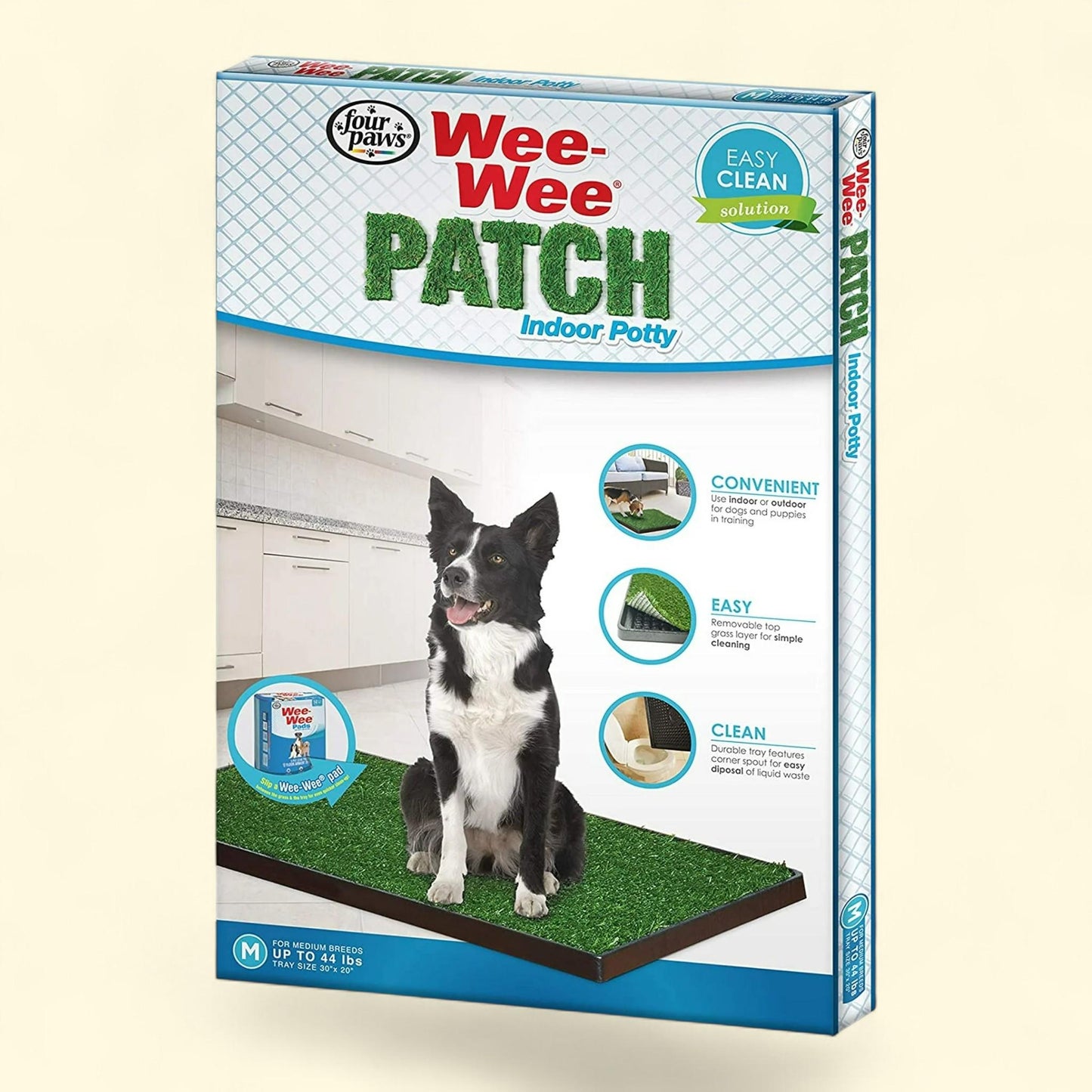 Tapis d'apprentissage de la propreté d'intérieur Four Paws Wee-Wee Patch, format moyen 76 cm x 51 cm x 2,5 cm