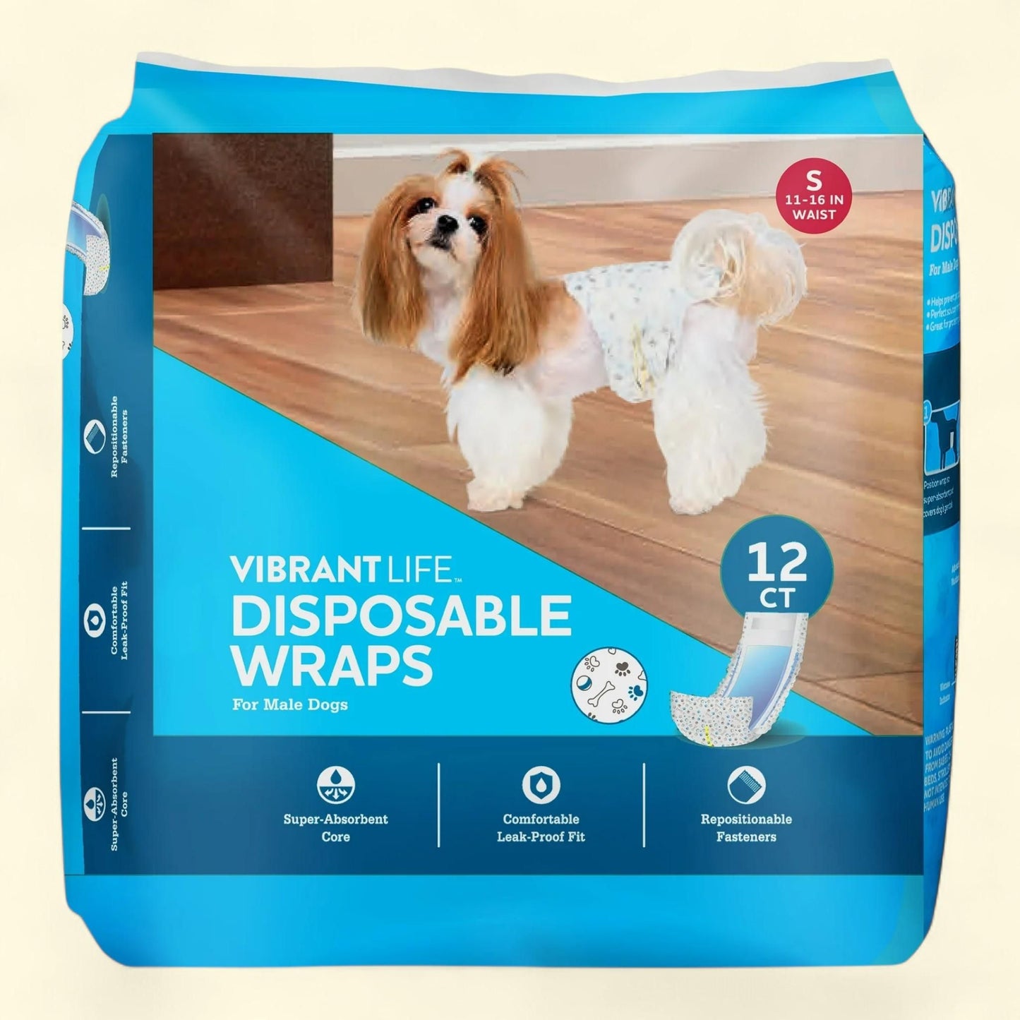 Vibrant Life Disposable Dog Wraps, S, 12 Count