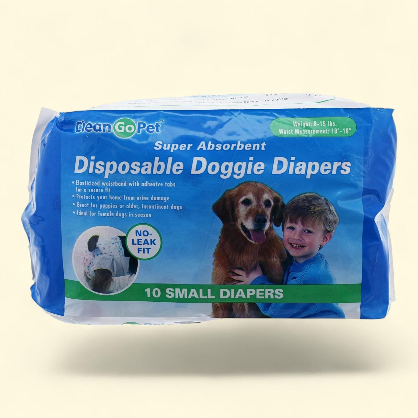 Clean Go Pet Disposable Leakproof Doggy Diapers, Small