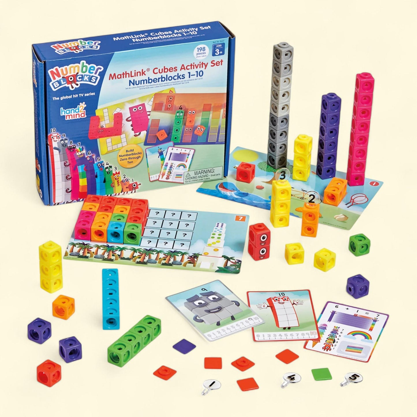 hand2mind MathLink Cubes Numberblocks 1-10 Activity Set, Size: Math Games for Kids, Ages 3+