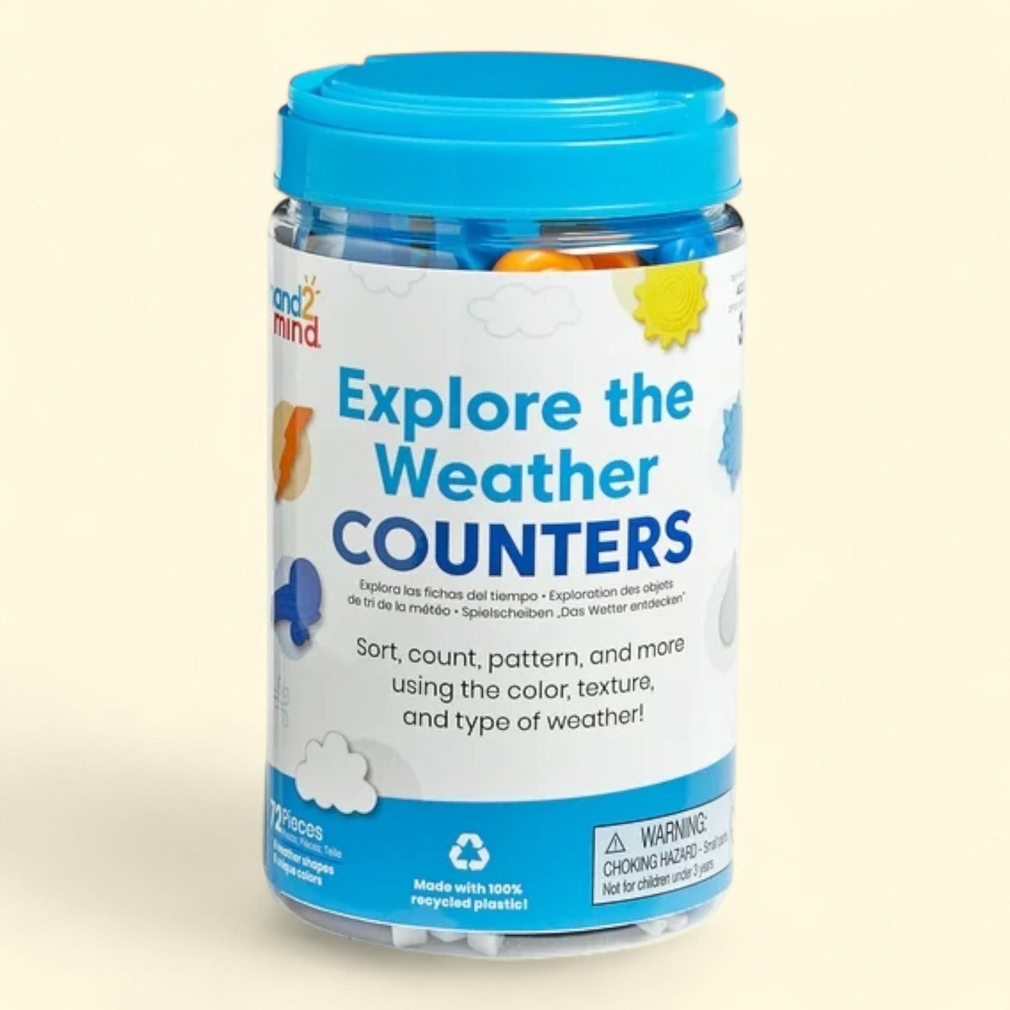 hand2mind Weather Counters, Explore, Counting Manipulatives, Montessori Math Materials, Preschool Science Toys, 72 Pieces