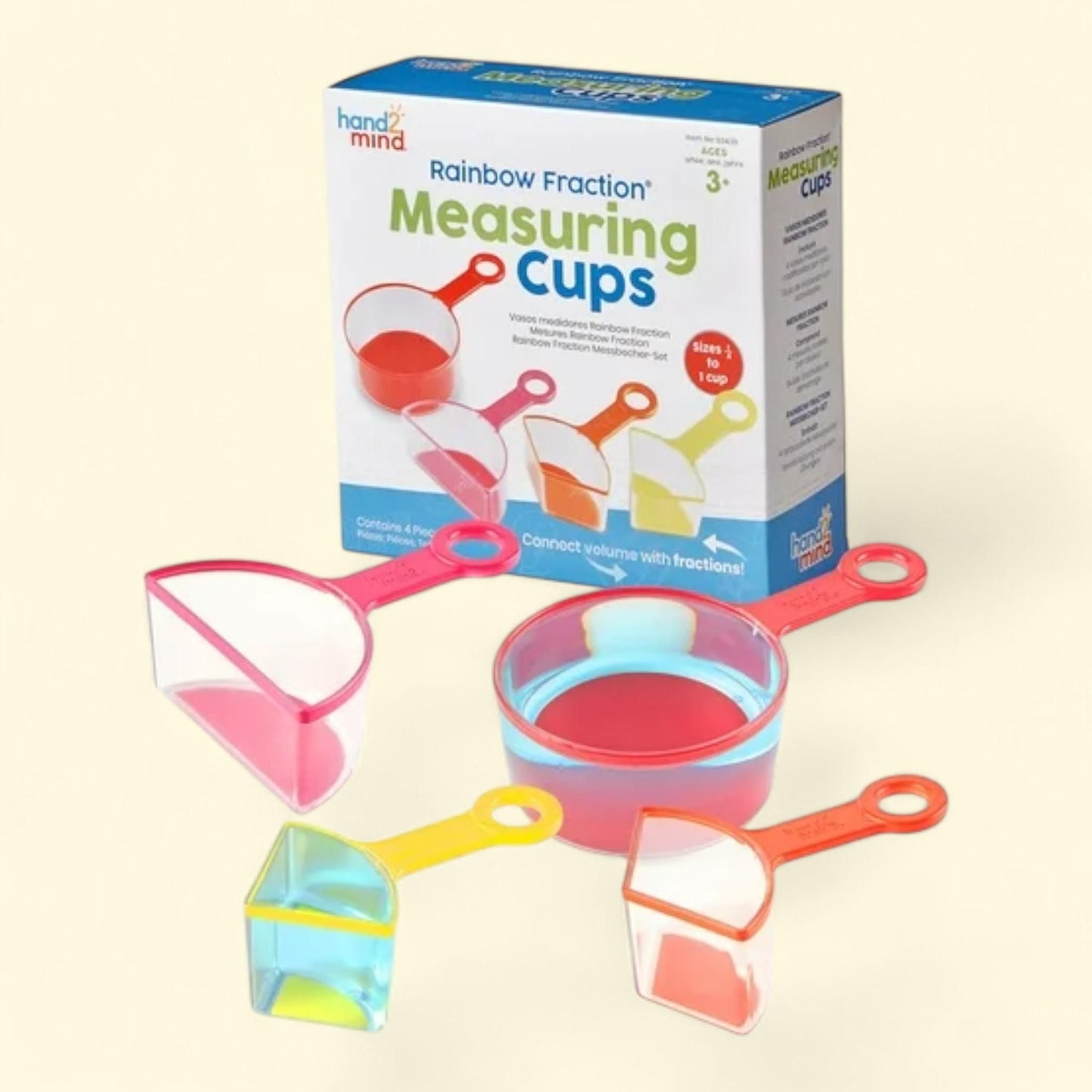 hand2mind Rainbow Fraction Measuring Cups, Set of 4
