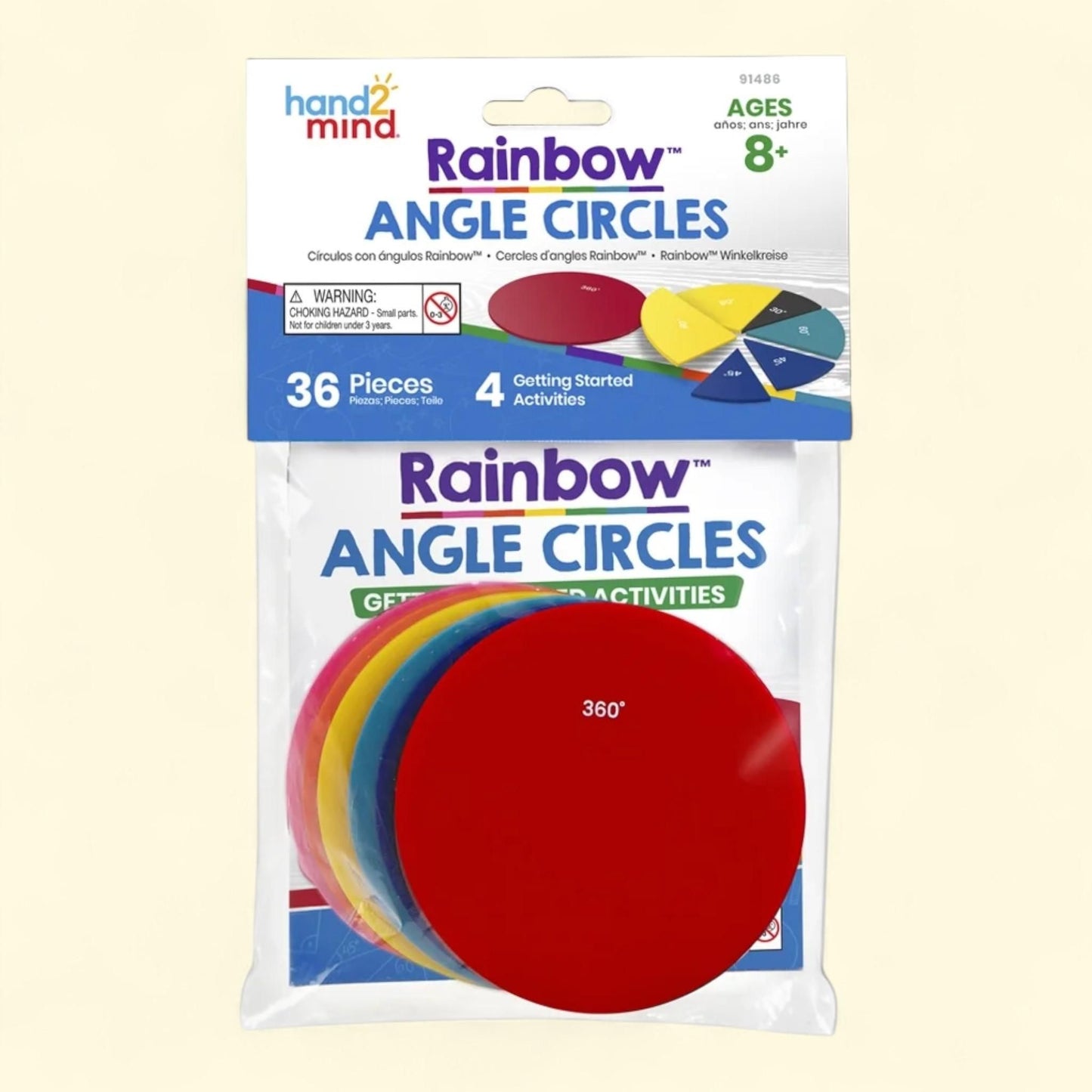 hand2mind Rainbow Angle Circles, Geometry Manipulatives, Set of 1