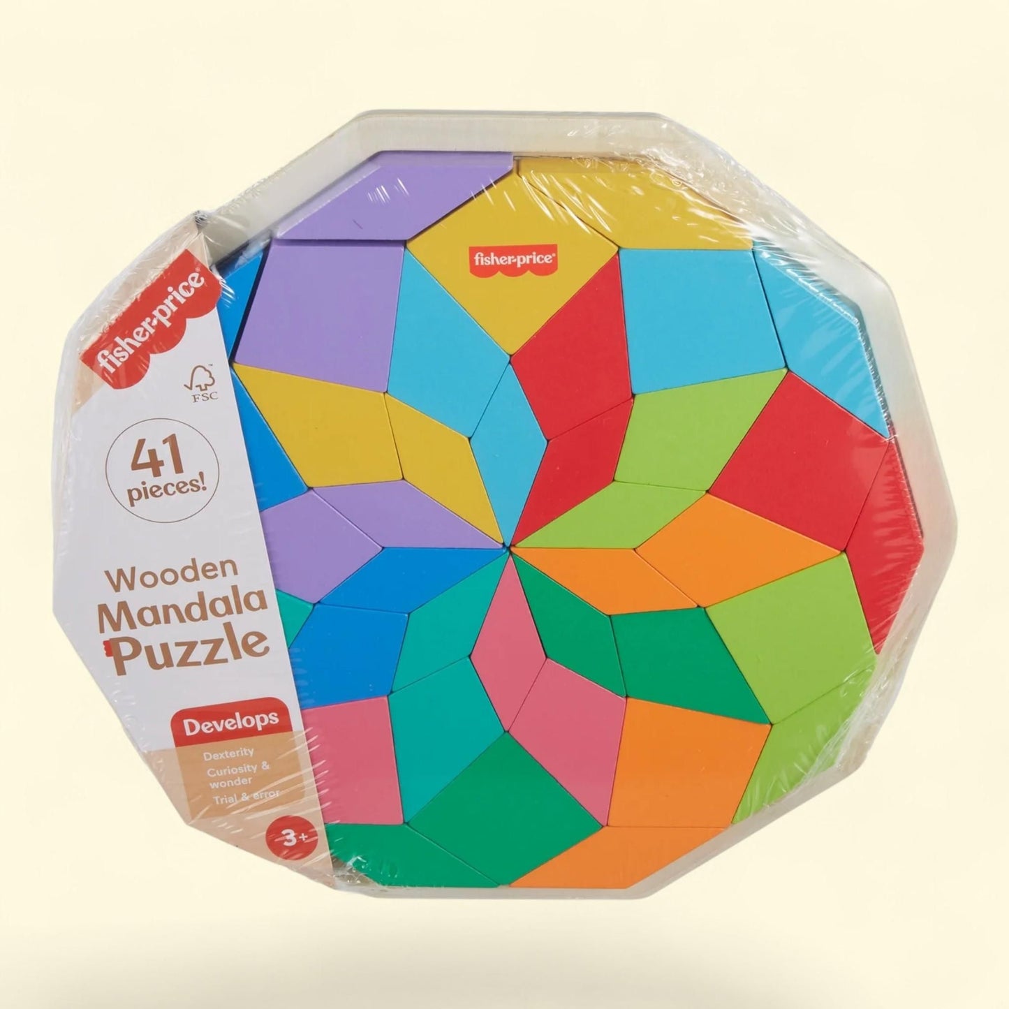 Fisher-Price Wooden Puzzle Toy, Mandala Design, for Toddlers & Ages 3-5