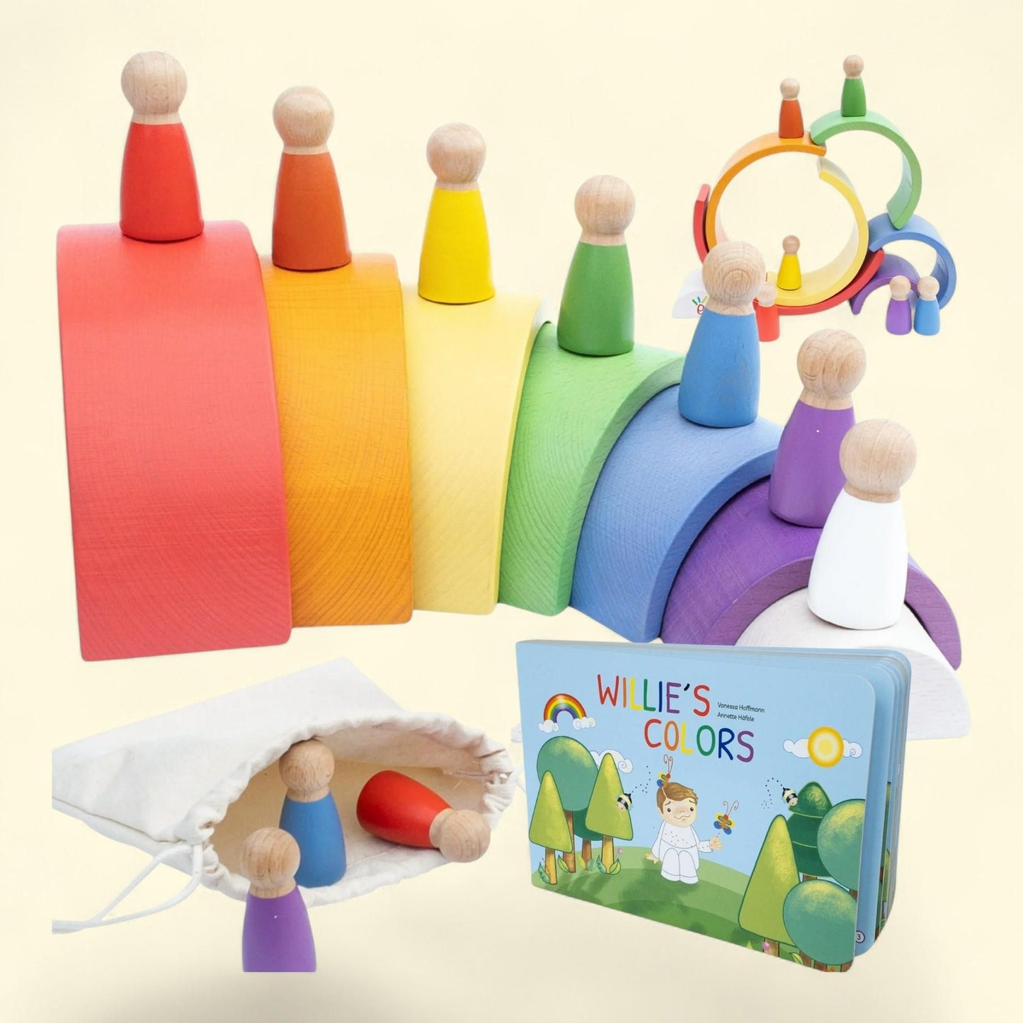 Montessori Nesting Rainbow Toy: Wooden Stacking Set, 16 pcs — authentic US product shipped worldwide by Treatspree