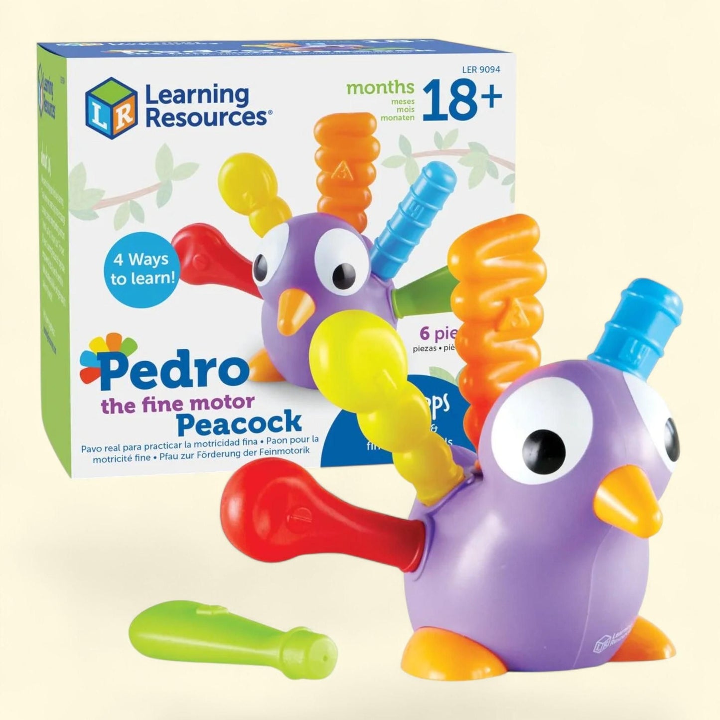 Learning Resources Pedro the Fine Motor Peacock, Montessori Toys, 1... — authentic US product shipped worldwide by Treatspree