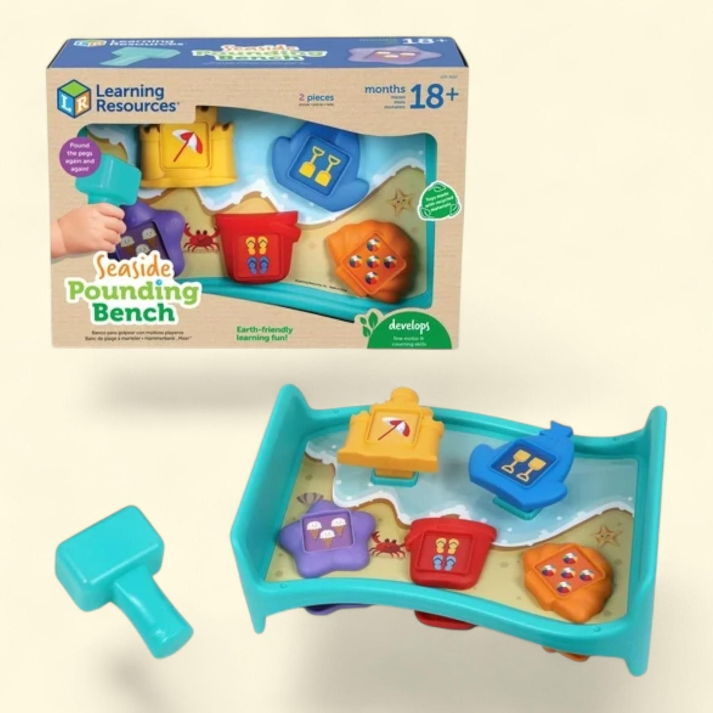Learning Resources Pounding Bench, Seaside, Ages 18 Months and Up