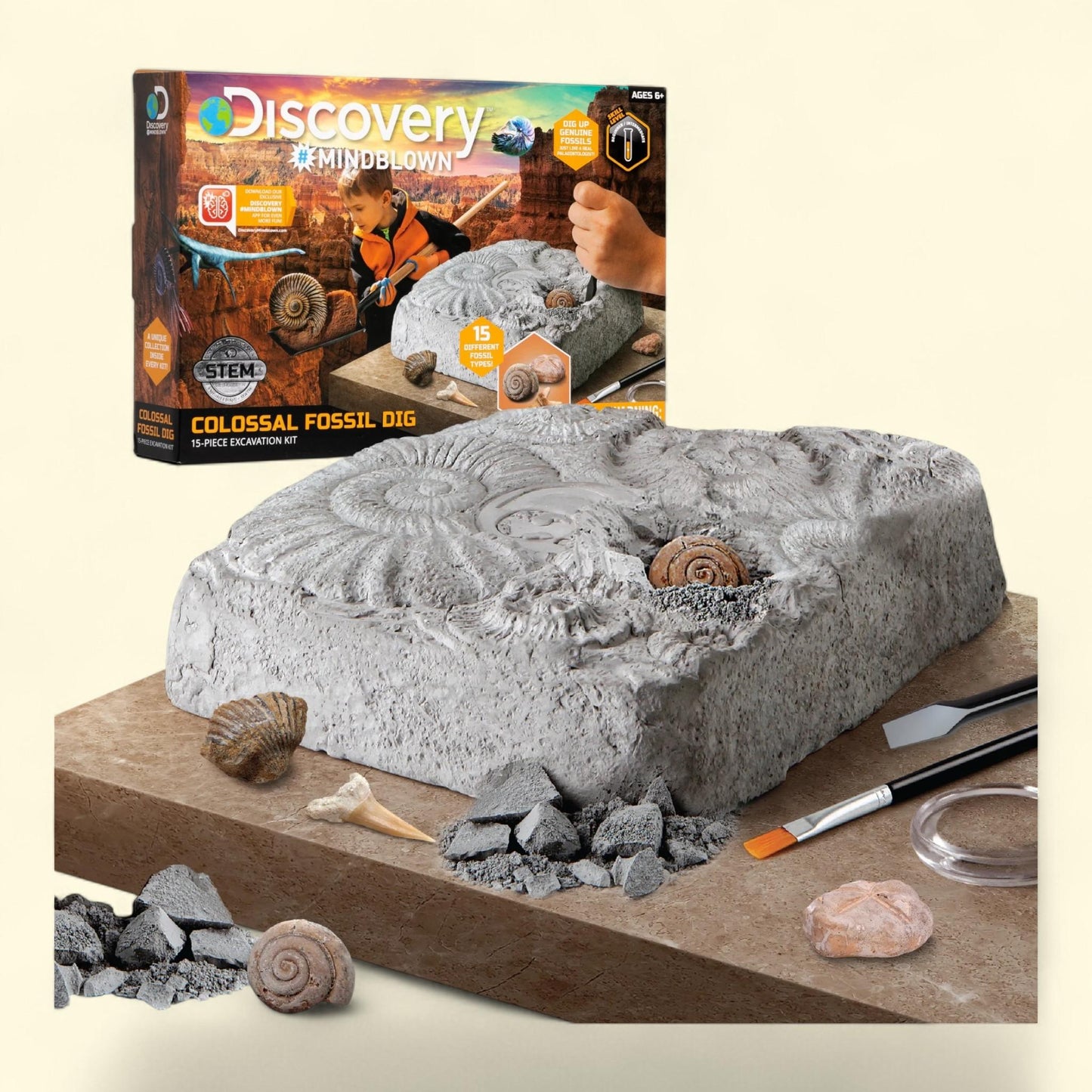 Discovery #MINDBLOWN Colossal Fossil Dig Excavation Science Kit, 15-Pieces