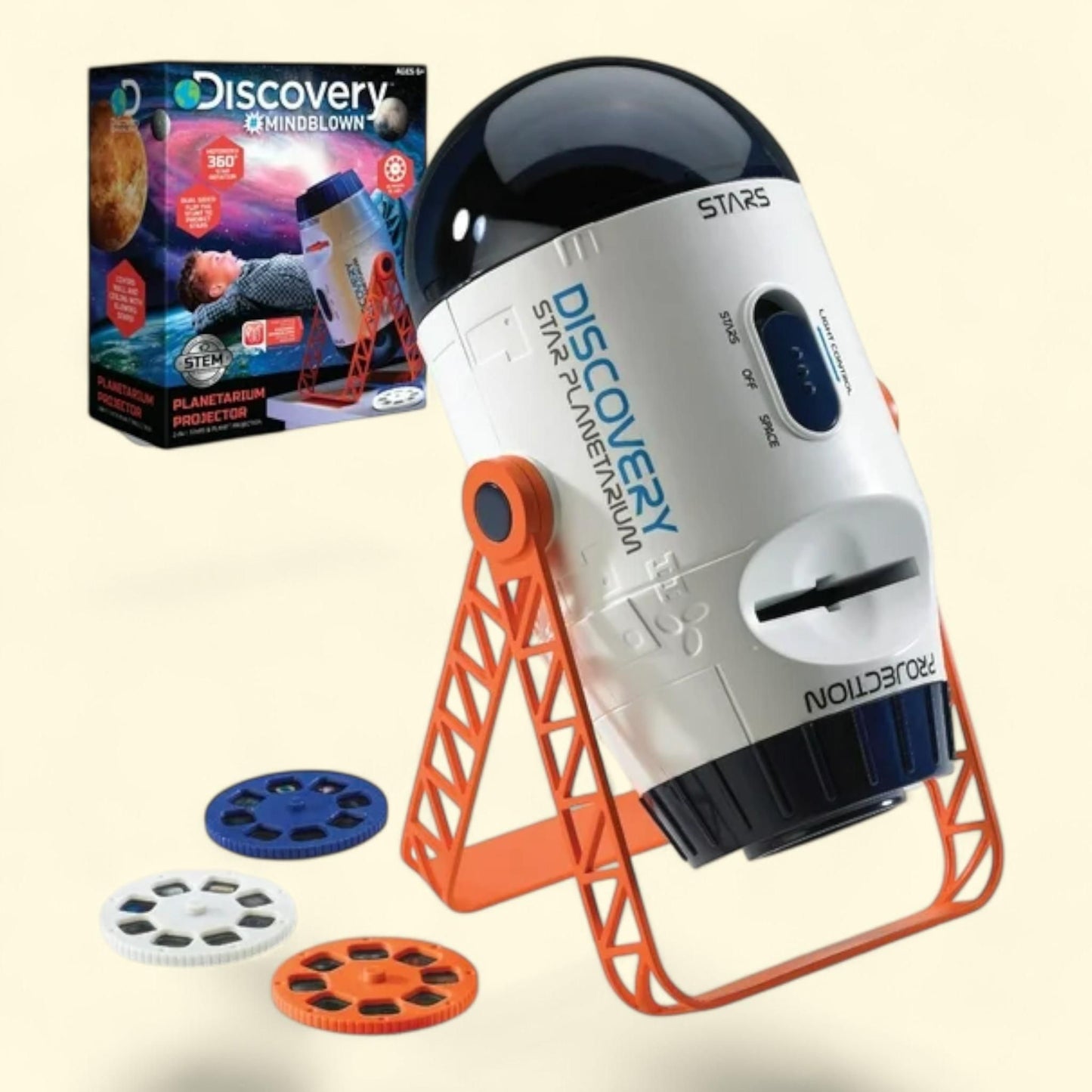 Discovery #MINDBLOWN Planetarium Space Projector, 2-in-1, White, Ages 6+