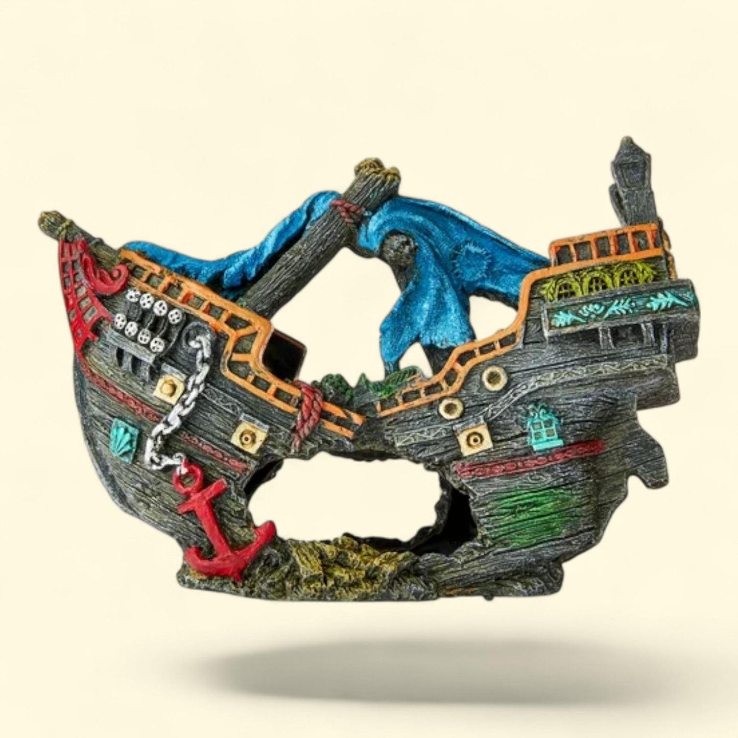 Décoration d'aquarium « Épave » de la gamme Vibrant Life, 26 cm x 9,5 cm x 17 cm