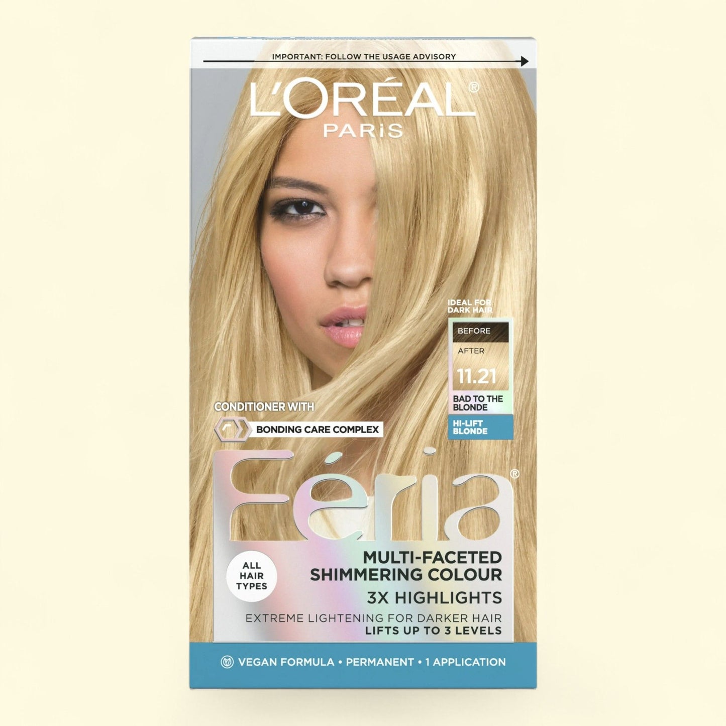 L'Oreal Paris Feria Permanent Hair Color, 11.21 Bad to the Blonde, 1 Kit