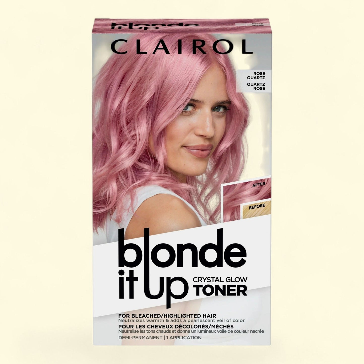 Clairol Blonde It Up Semi-Permanent Hair Dye, Crystal Glow Toner Hair Color, Rose Quartz, 1 Application1 1 pack